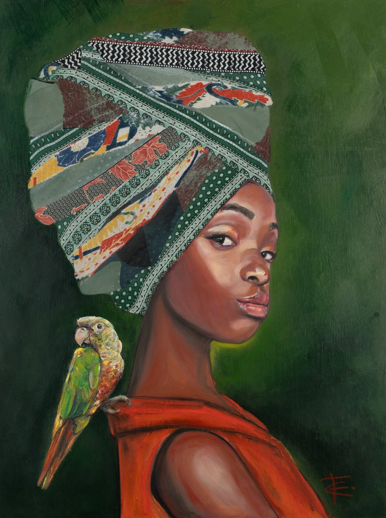 'Becoming' - Original Artwork Oil Pastel, fabric and mixed media on timber