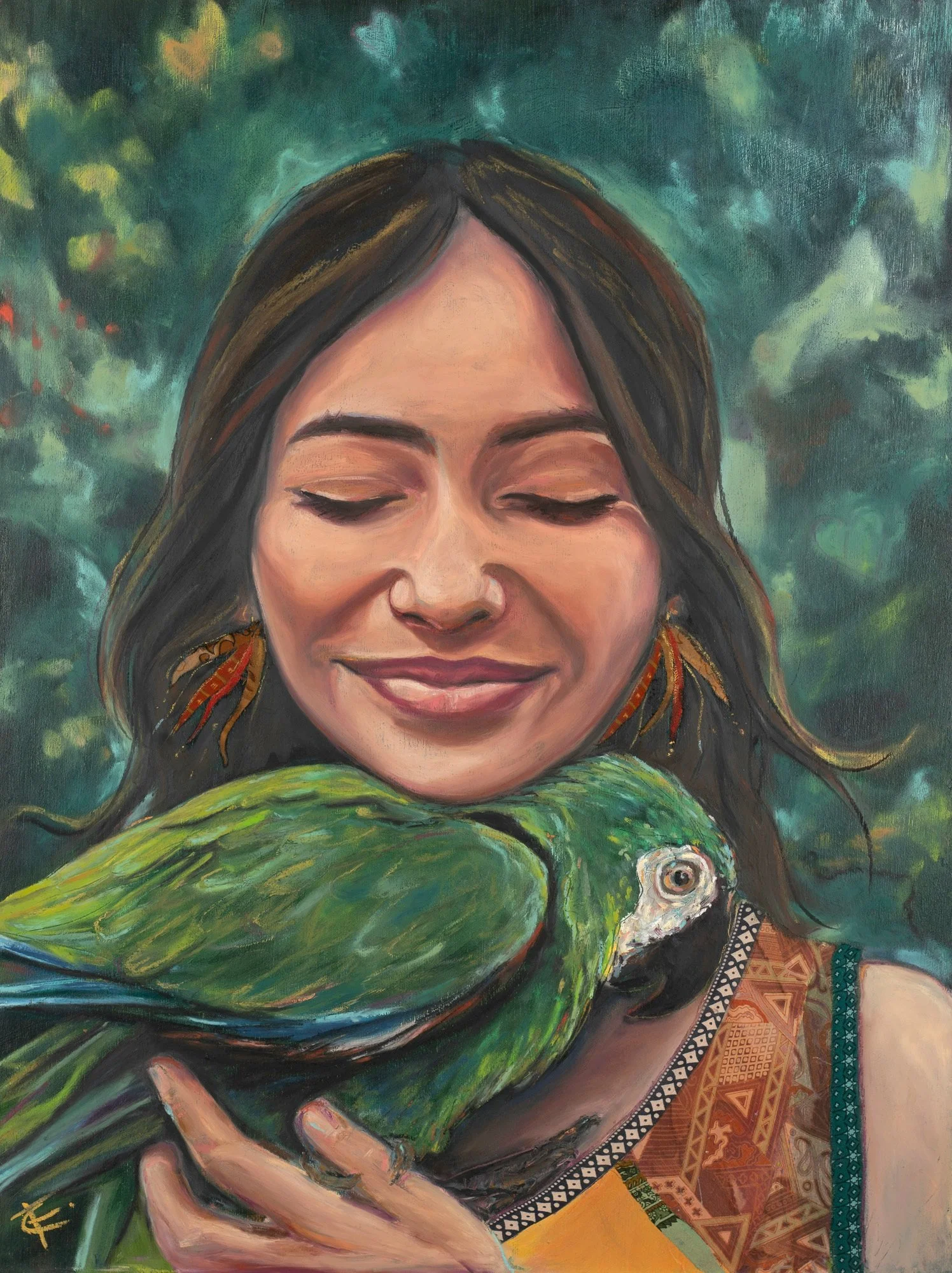 'BELONG' - Original Artwork Oil Pastel, fabric and mixed media on timber