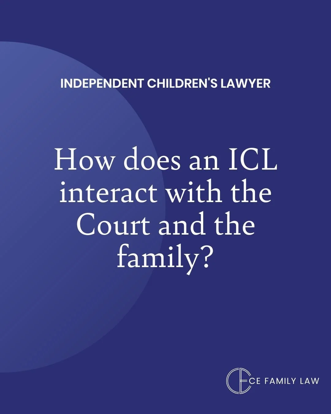 An Independent Children&rsquo;s Lawyer (ICL) may speak with the child to find out if there&rsquo;s anything they&rsquo;d like the Judge to know, but if they don&rsquo;t wish to share, that&rsquo;s okay too.
 
Conversations are always age-appropriate,