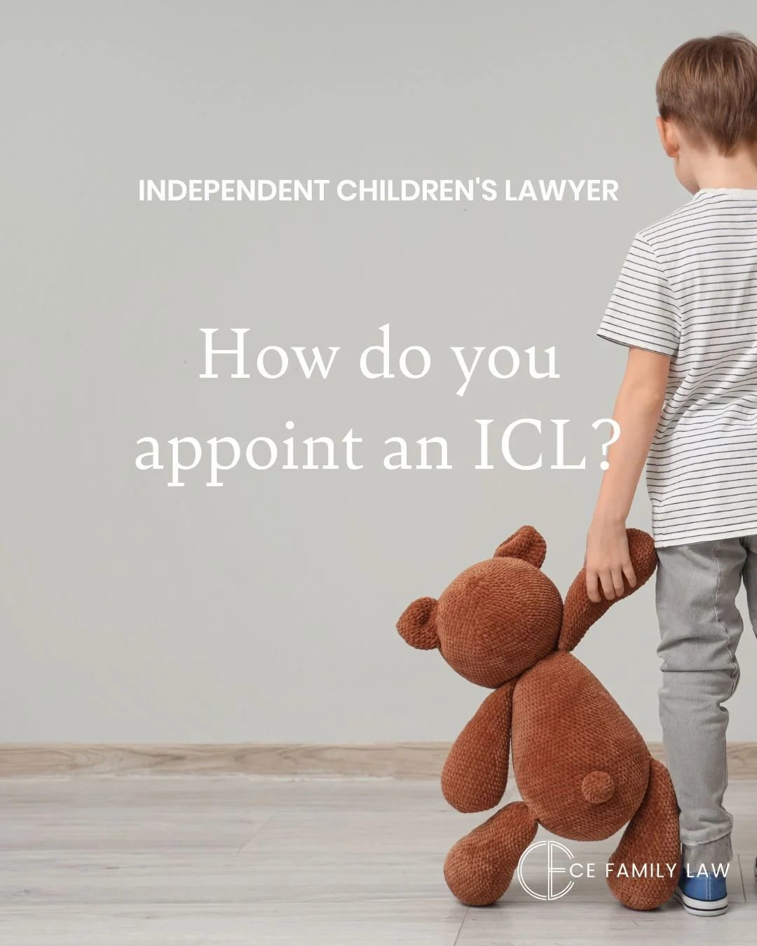 If your matter needs an Independent Children&rsquo;s Lawyer (ICL), you can:
- Ask the Court to make an order, or
- The Court may make this order on its own.
 
The order is provided to Victoria Legal Aid, which will select an ICL from its trained pane