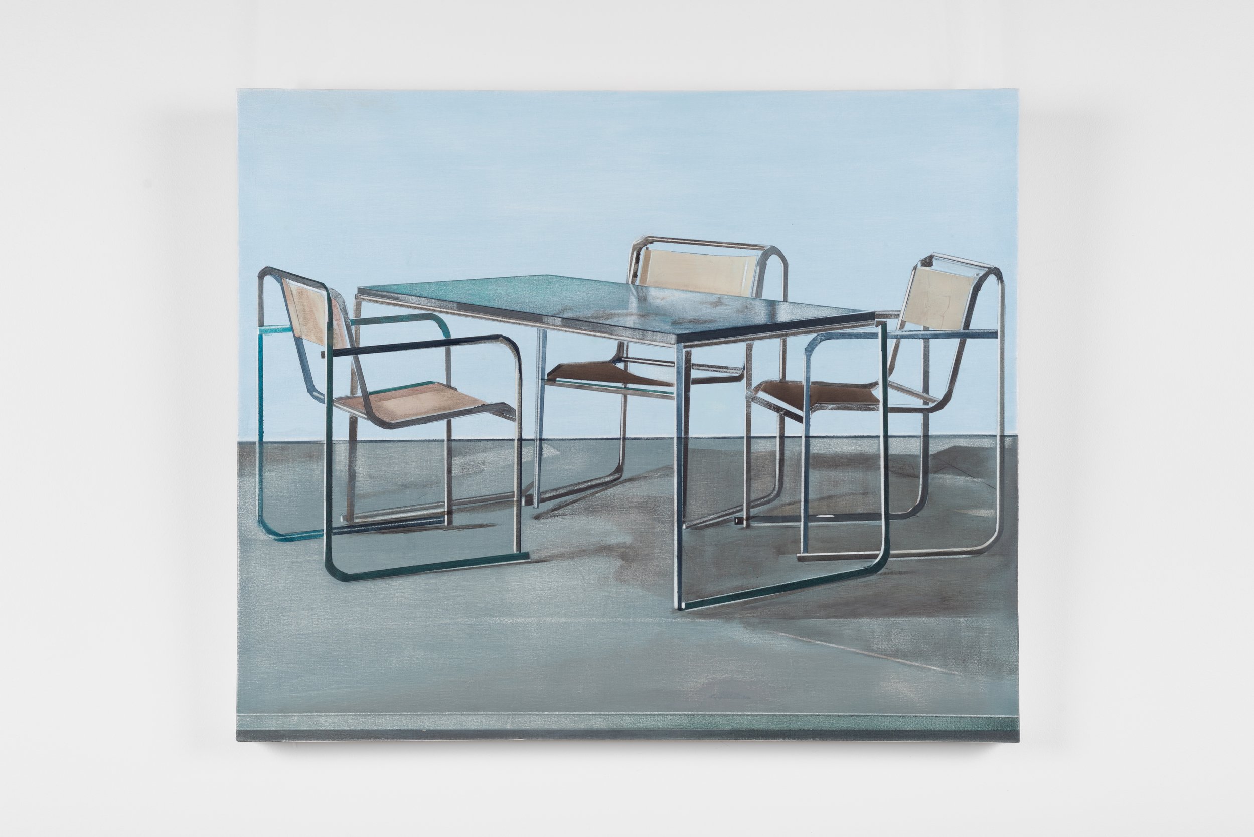 Richard Baker, Three Chairs, 2026, oil on canvas, 50 x 60 cm