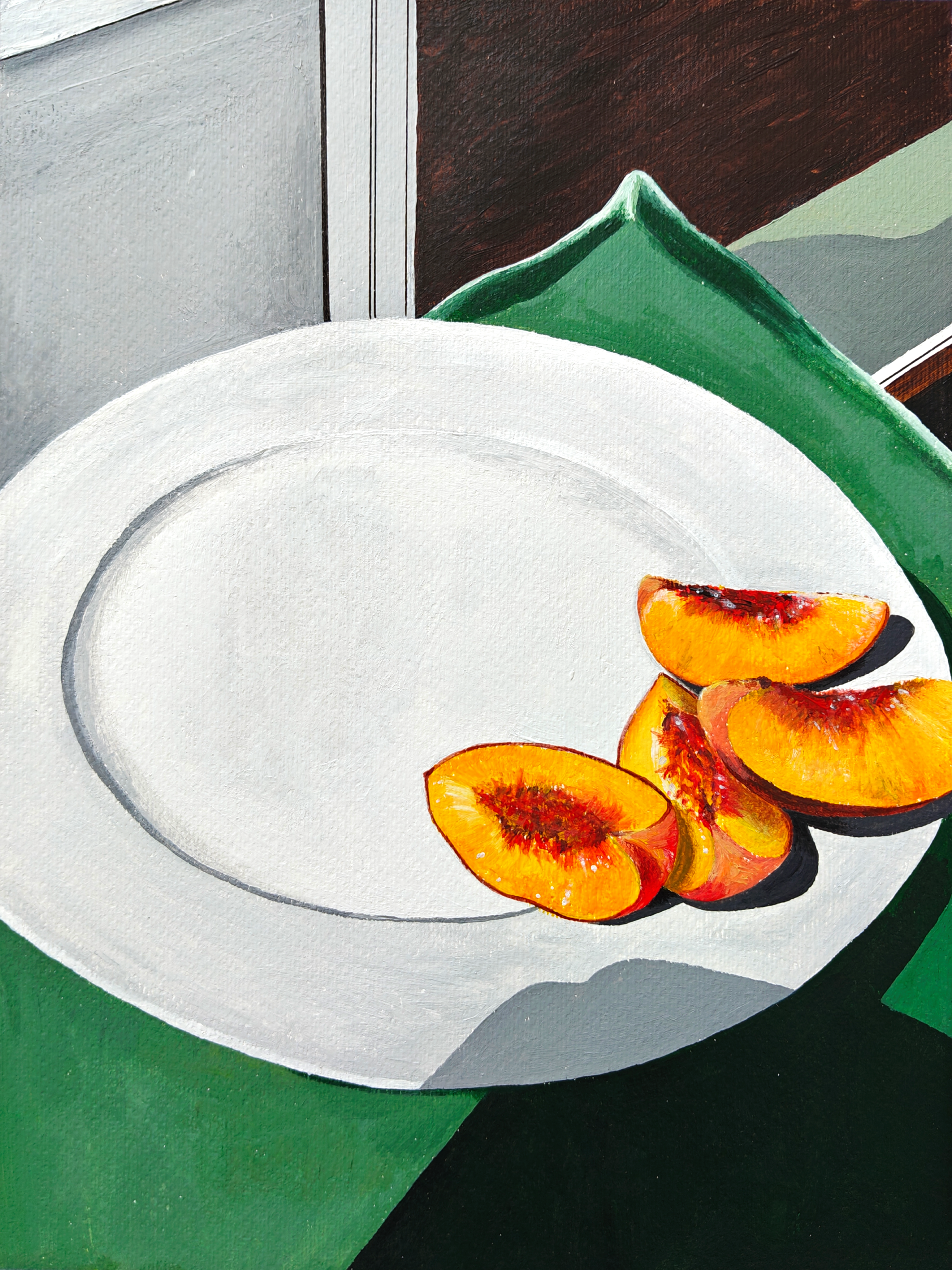 'Peaches on the Balcony' | SOLD | 2026 | Acrylic on Paper | 40 x 30cm