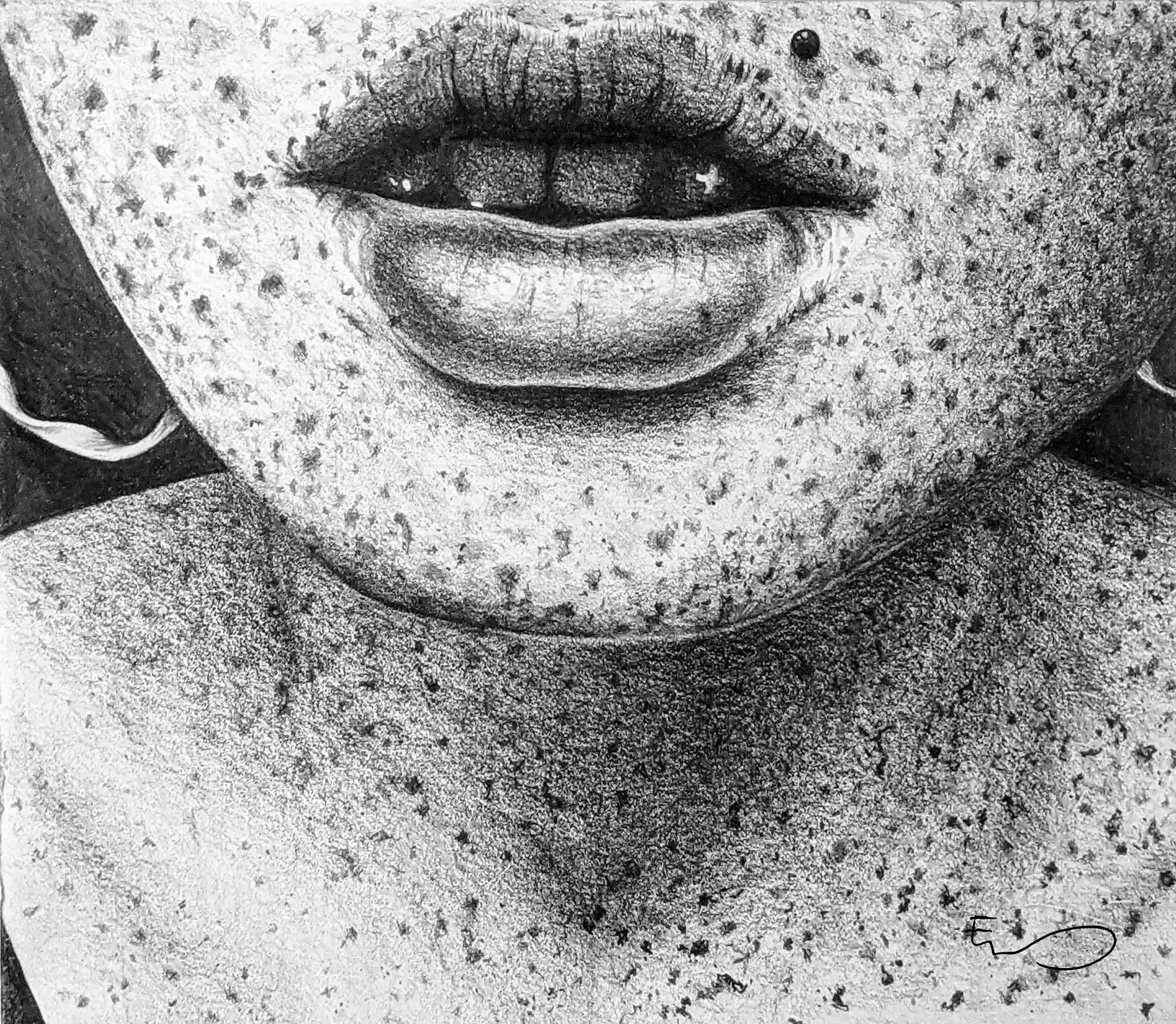 'Phrekkles' | 2021 | Pencil on paper | 21 x 24cm | Exhibited at subcult in 2026 | SOLD