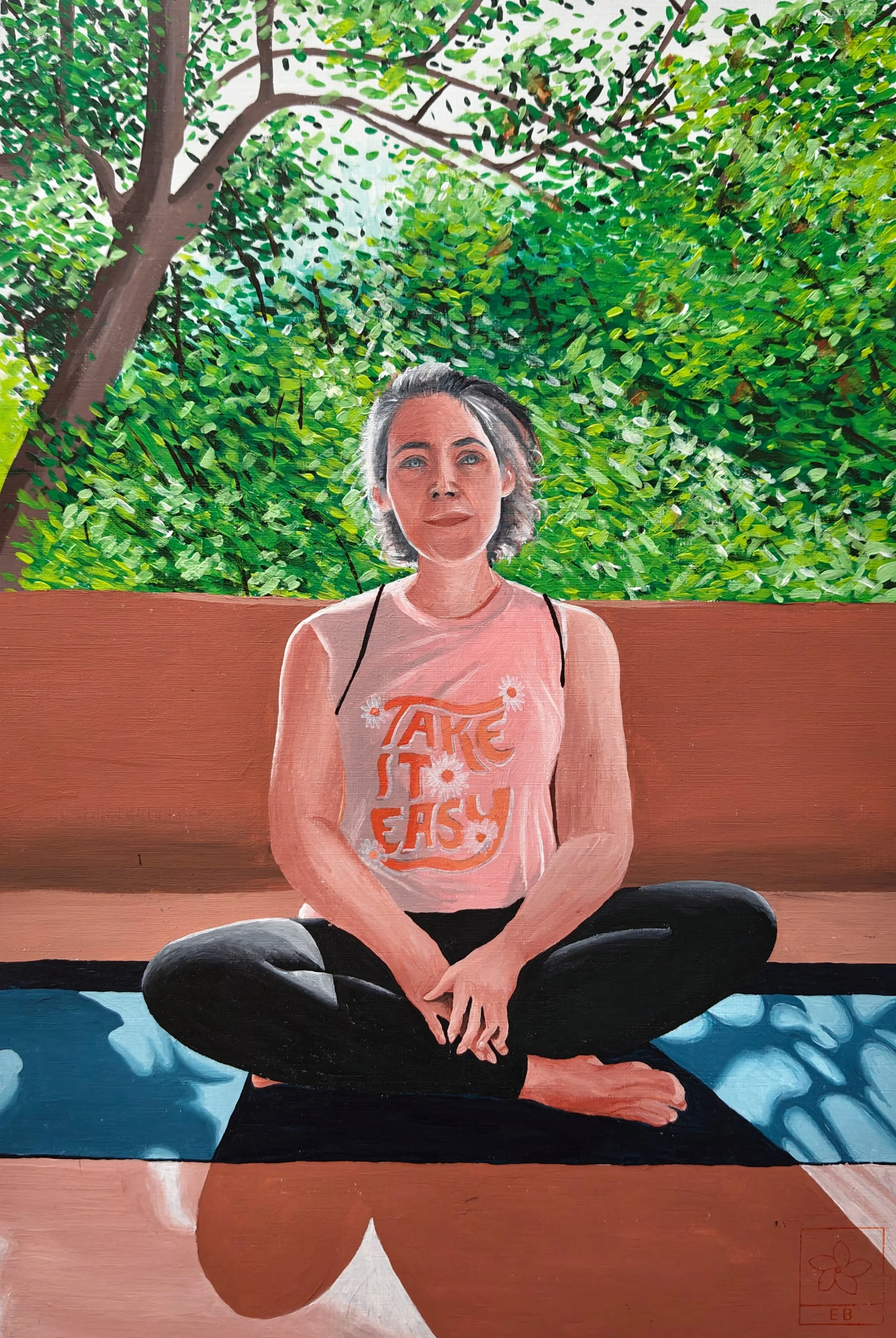 'Avianna in the Yoga Shala' | Work created during artist residency in Thailand | 2025 | Acrylic | 30 x 44cm