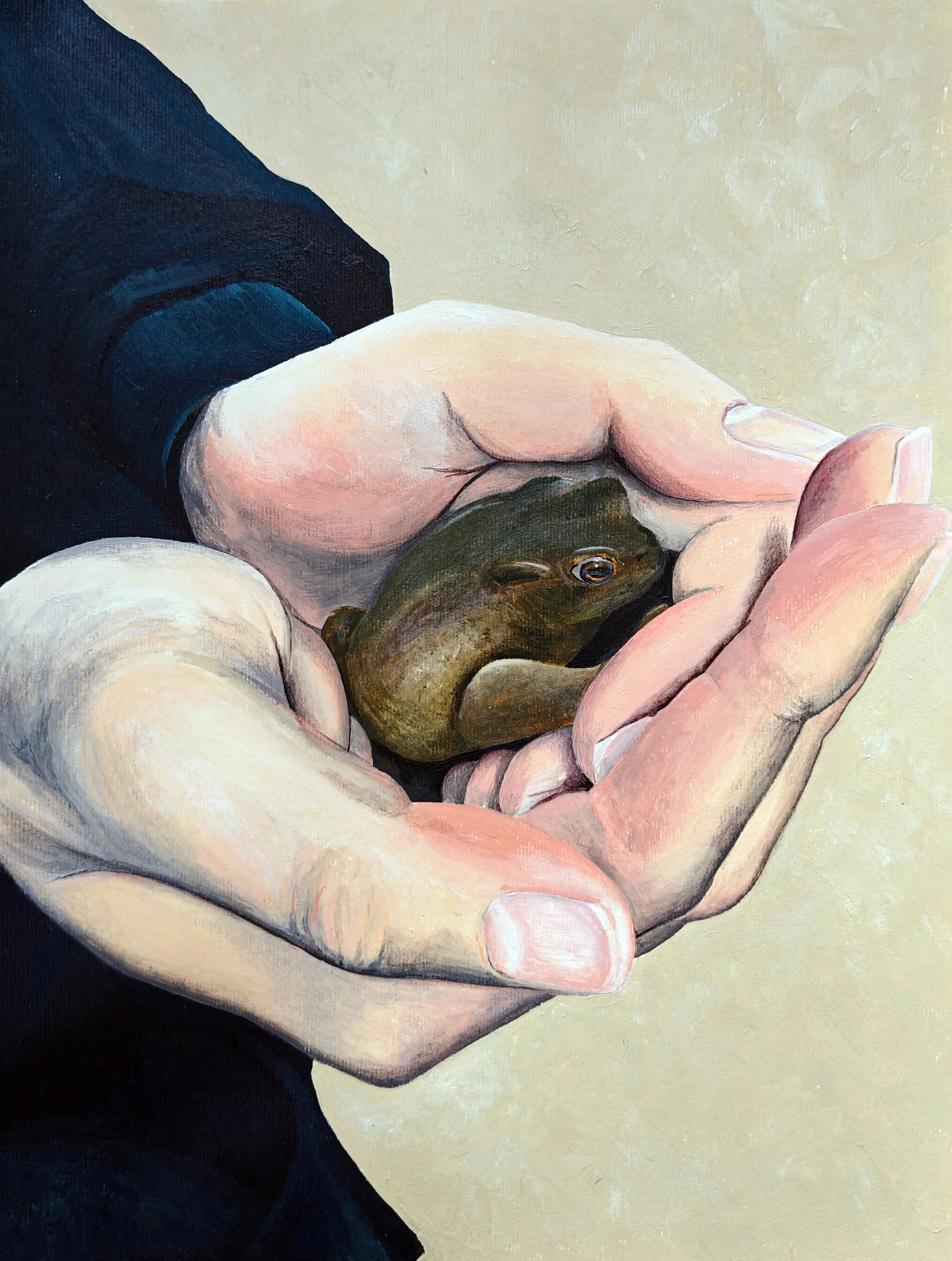 'Lucy Rescuing a Toad' | 2026 | Acrylic on Paper | 40 x 30cm | Available for Purchase