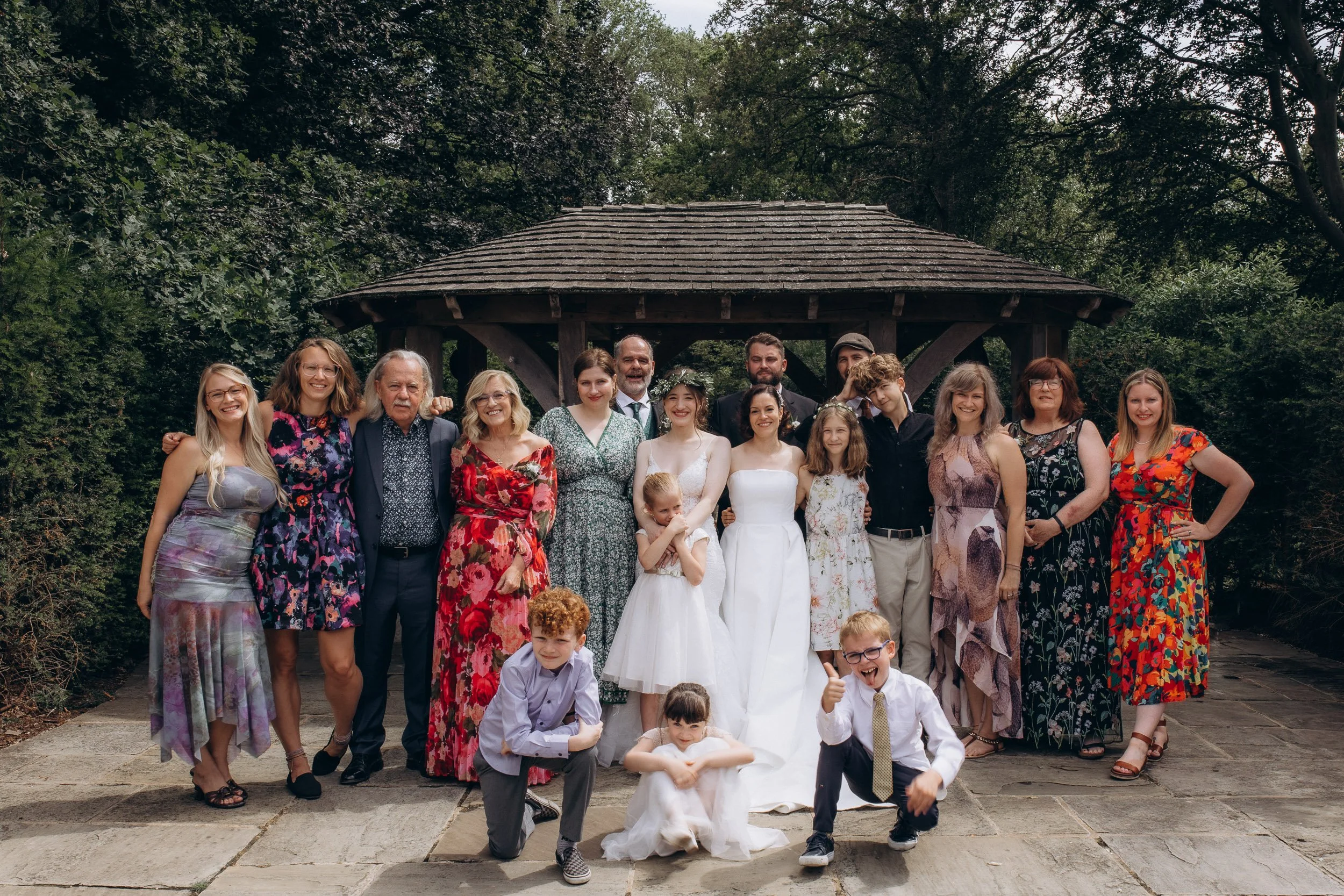 Family group portrait at Pembroke Lodge pergola