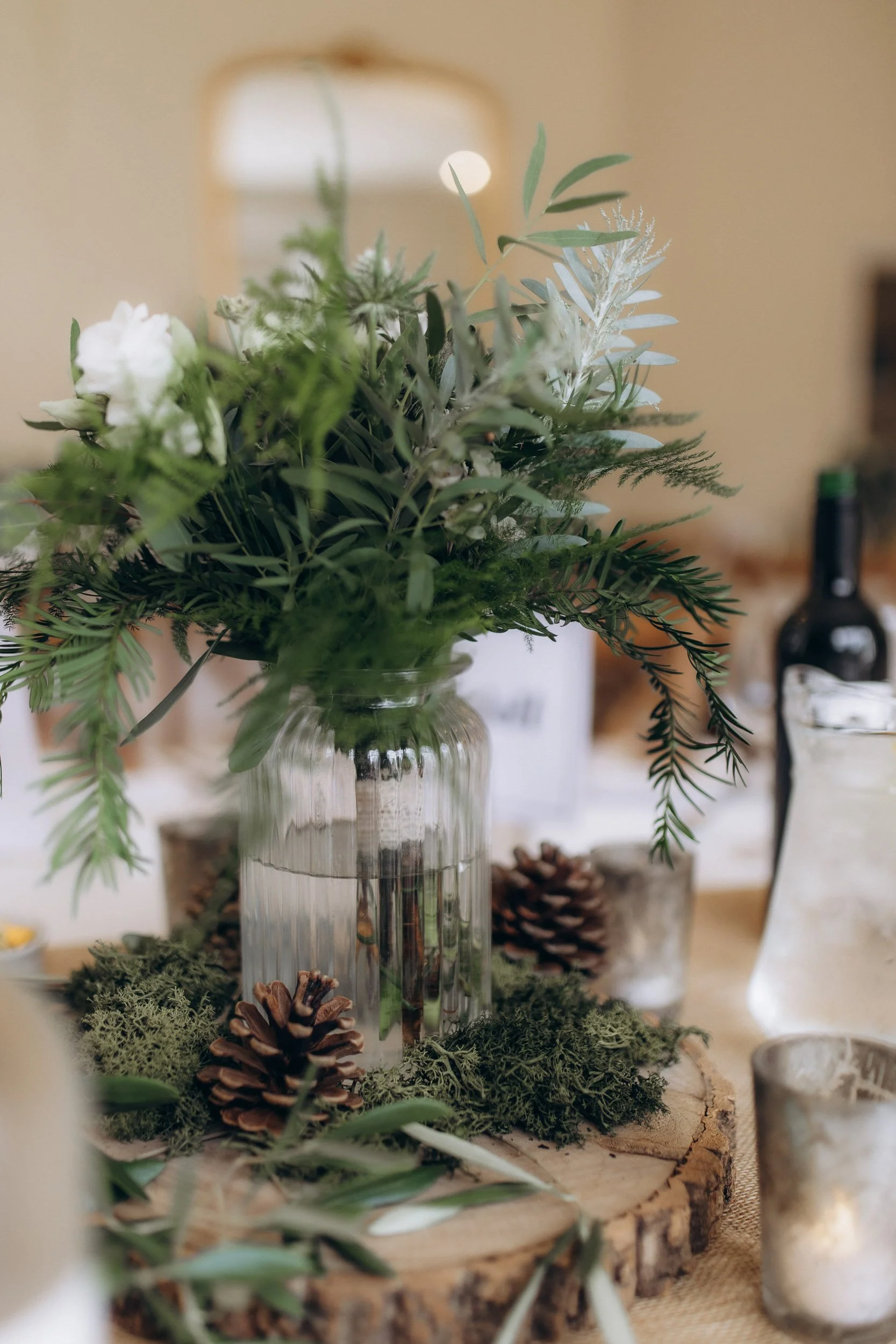 Wedding table centrepiece at Pembroke Lodge reception