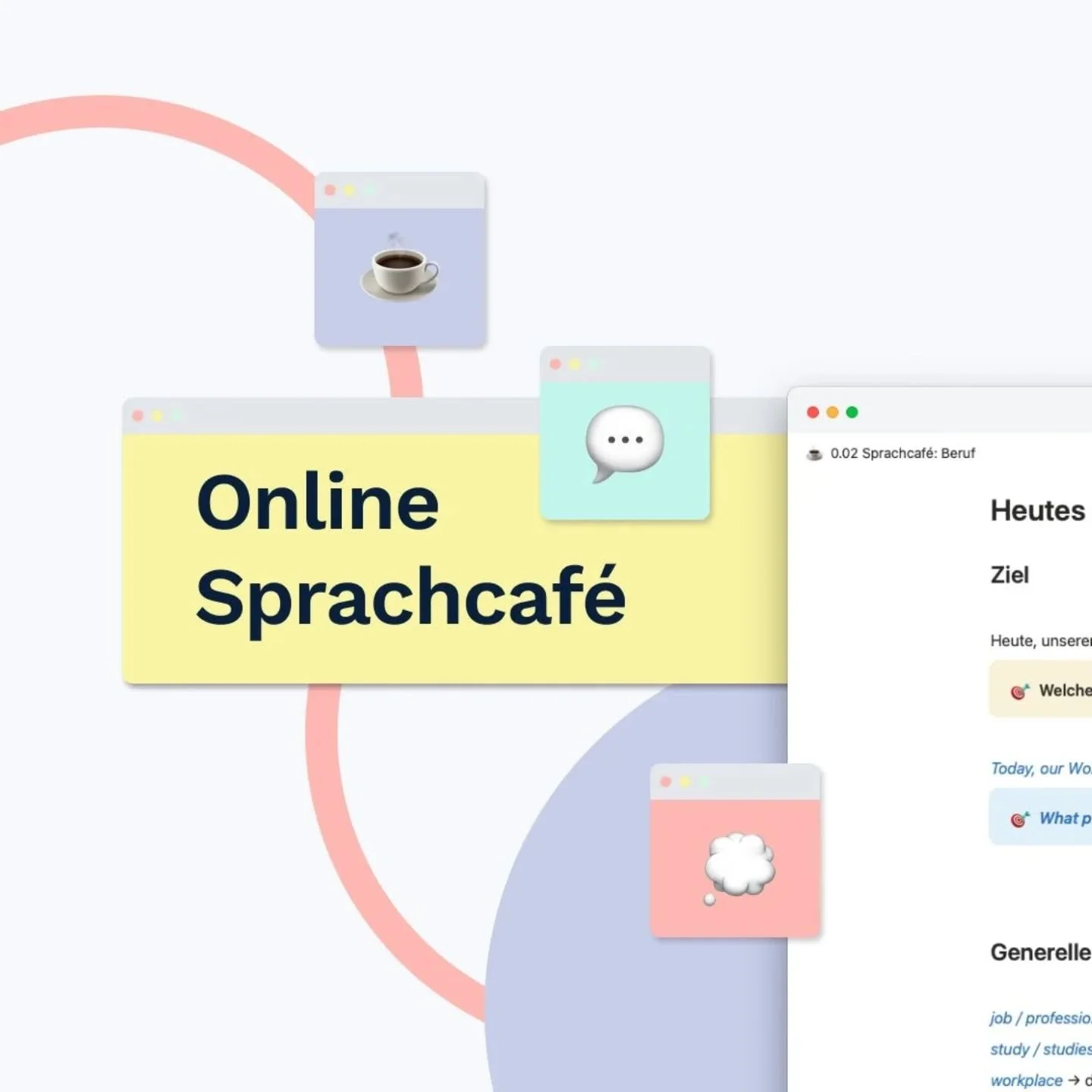 Every Thursday, we practice German online! 💬 
Each session includes a description focused on a specific topic to help you engage with the exercise. Don&rsquo;t worry, we provide prompts and vocabulary to ensure you feel supported.

The conversations