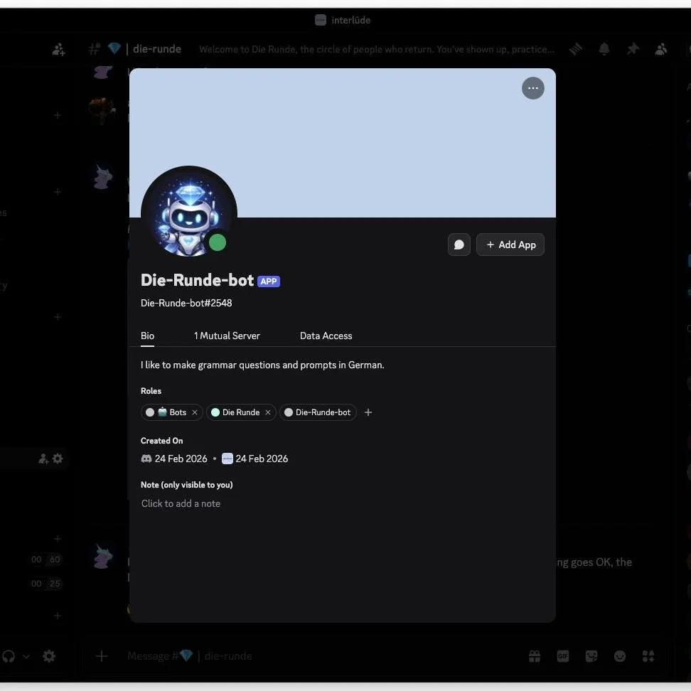 Today, we implemented our first Discord bot for the premium participants. 🤖 Wanna guess what it does? 

#online #workshop #discord #bots #sprachcaf&eacute;