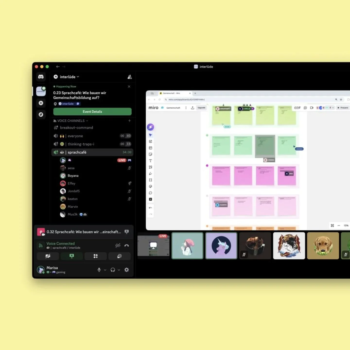 Yesterday at the Online Sprachcaf&eacute; we spoke about the kind of community we want to be, and what is important for us. As if this wasn't challenging enough, we also did it in German! 💪

💬 Join us next Thursday for another round!
#online #sprac