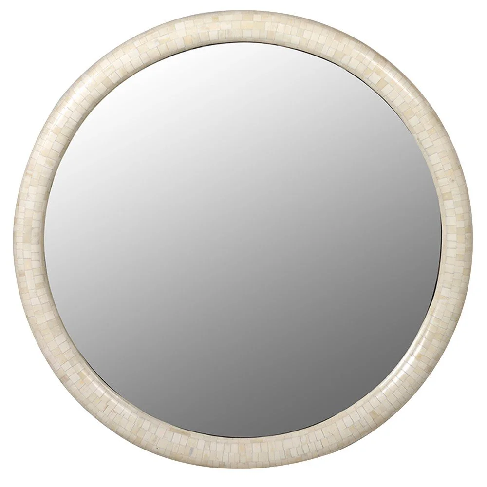 Coach House Round Bone Inlay Wall Mirror