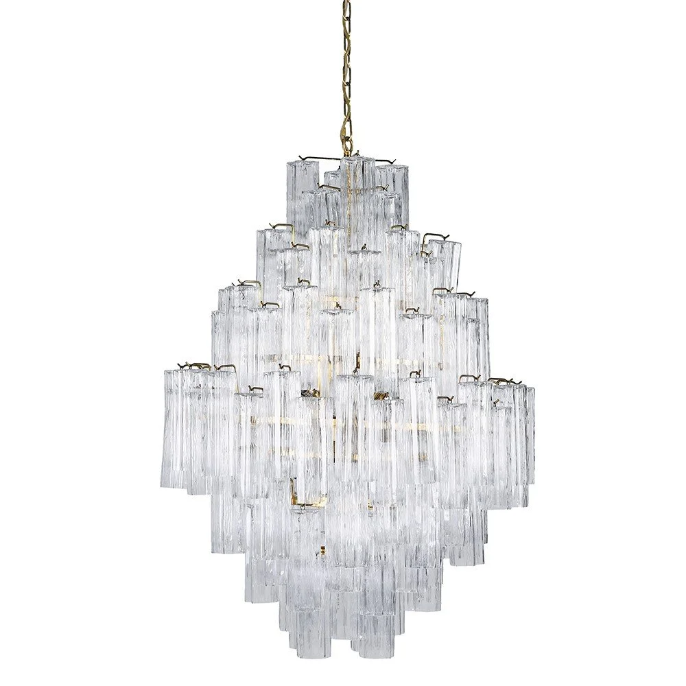 Coach House Eave Glass Tube Tiered Chandelier