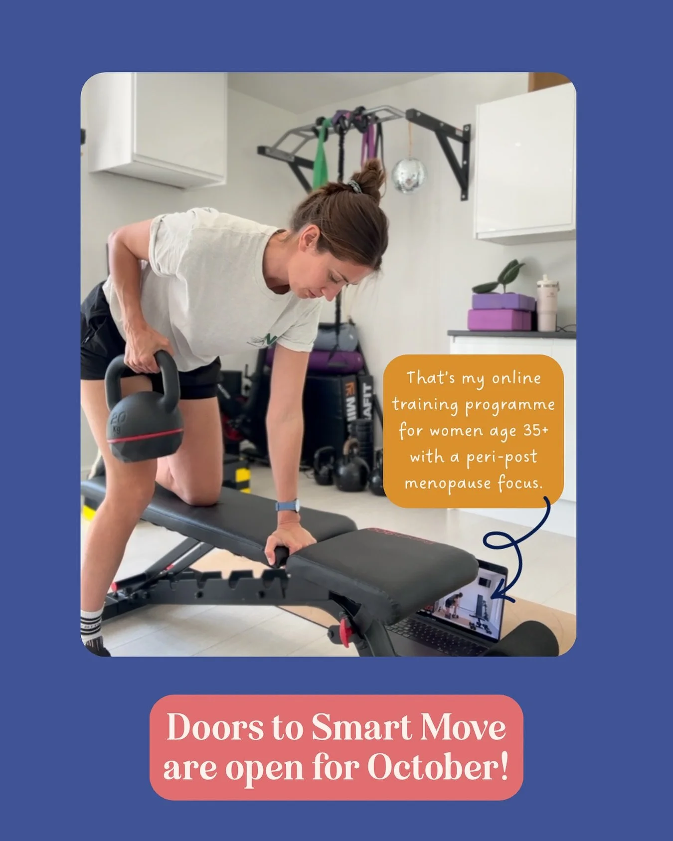 DOORS TO SMART MOVE ARE OPEN!

This is my at home, dumbbell based training programme for women aged 35+.⁠
⁠
This is ABSOLUTELY where you want to be to TREAT your body and mind in perimenopause and beyond.⁠
⁠
Prioritising muscle building, bone strengt