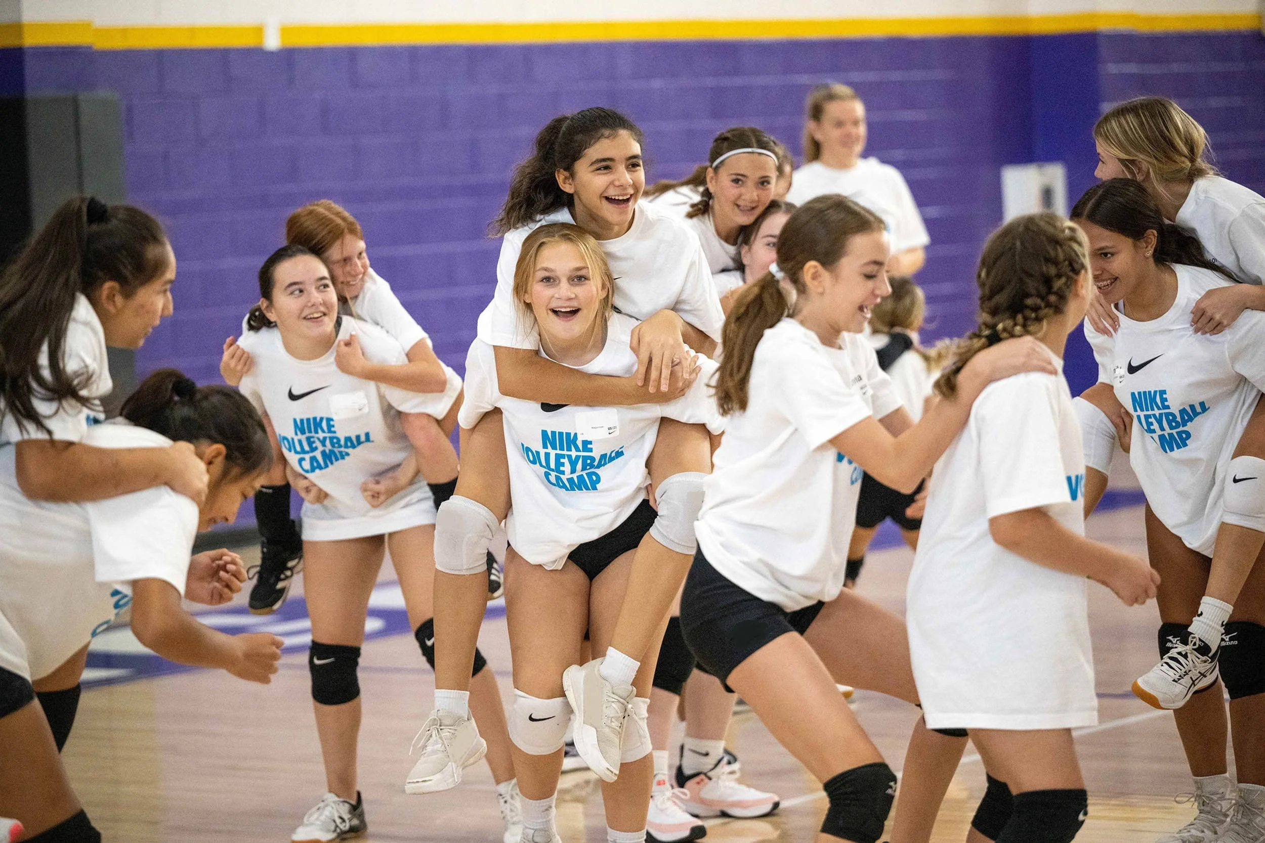 Girls on Nike Volleyball Camp making friends
