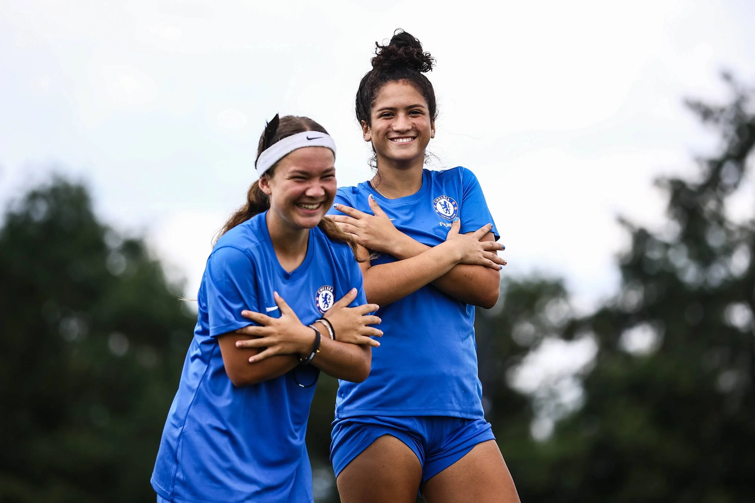 Girls on Chelsea camp doing Cole Palmer celebration