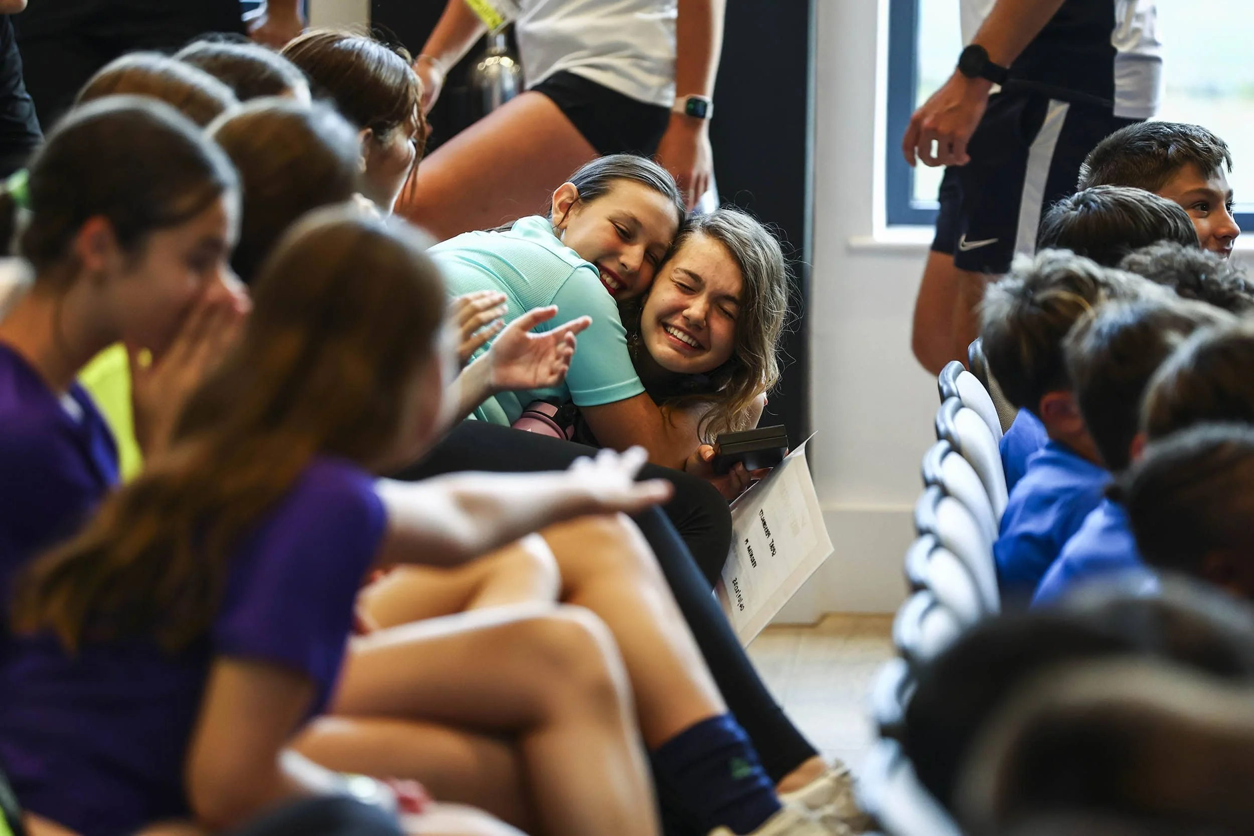 Girls campers celebrating award