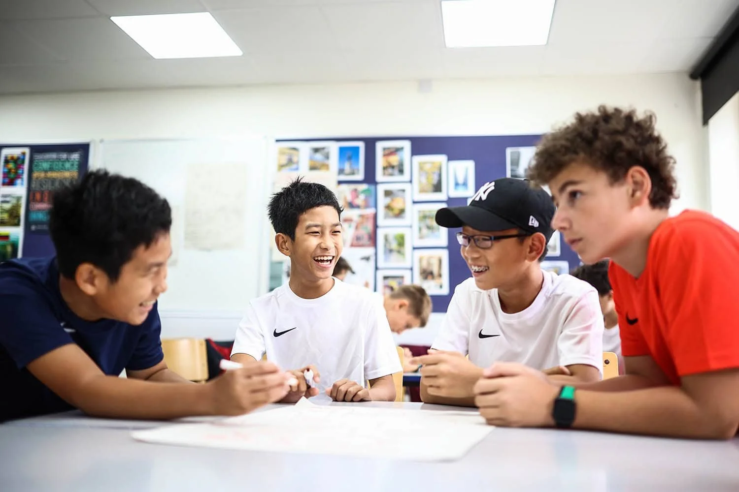 Students in English class taking part in group activity