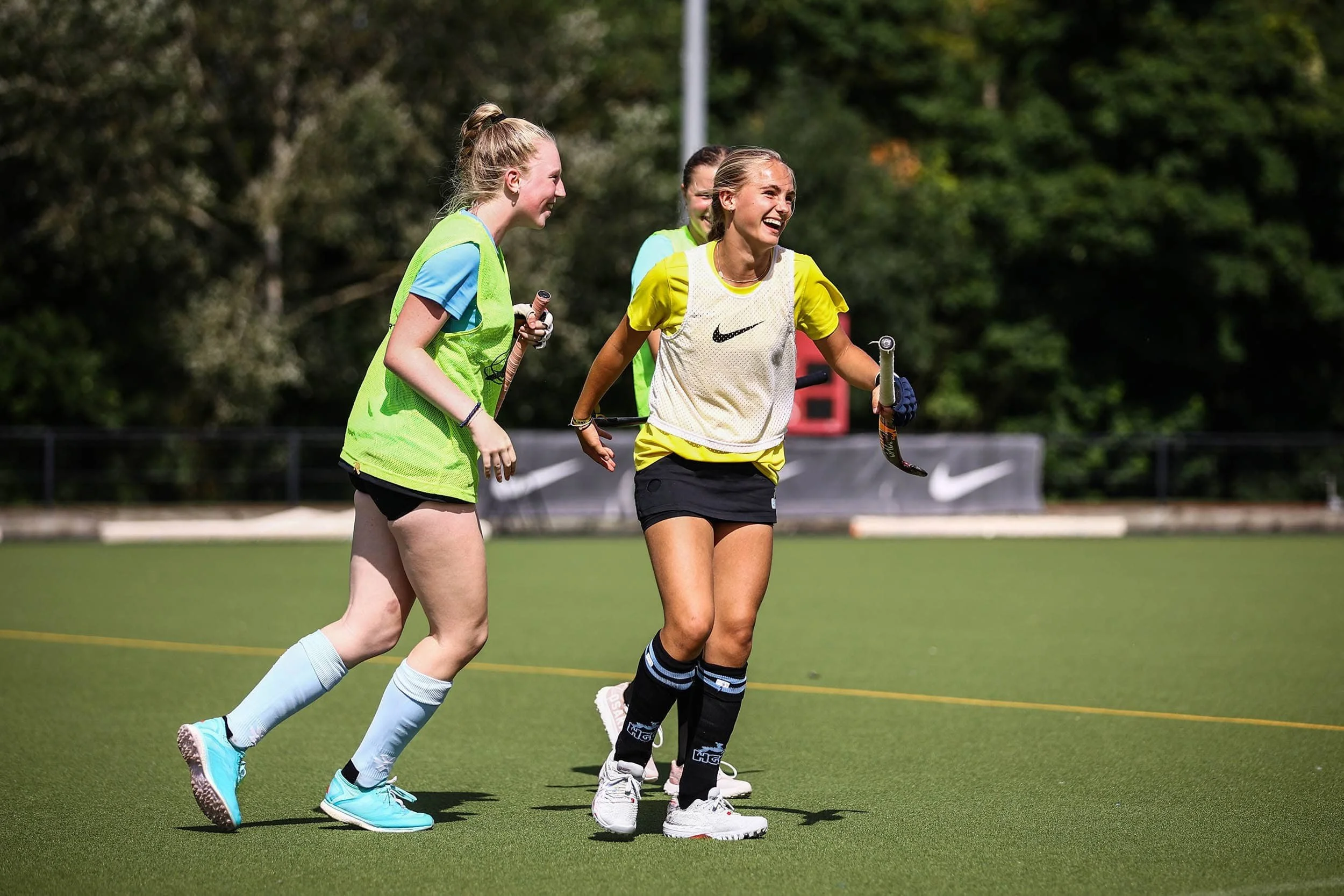 Players on Nike Hockey Camp celebrating goal