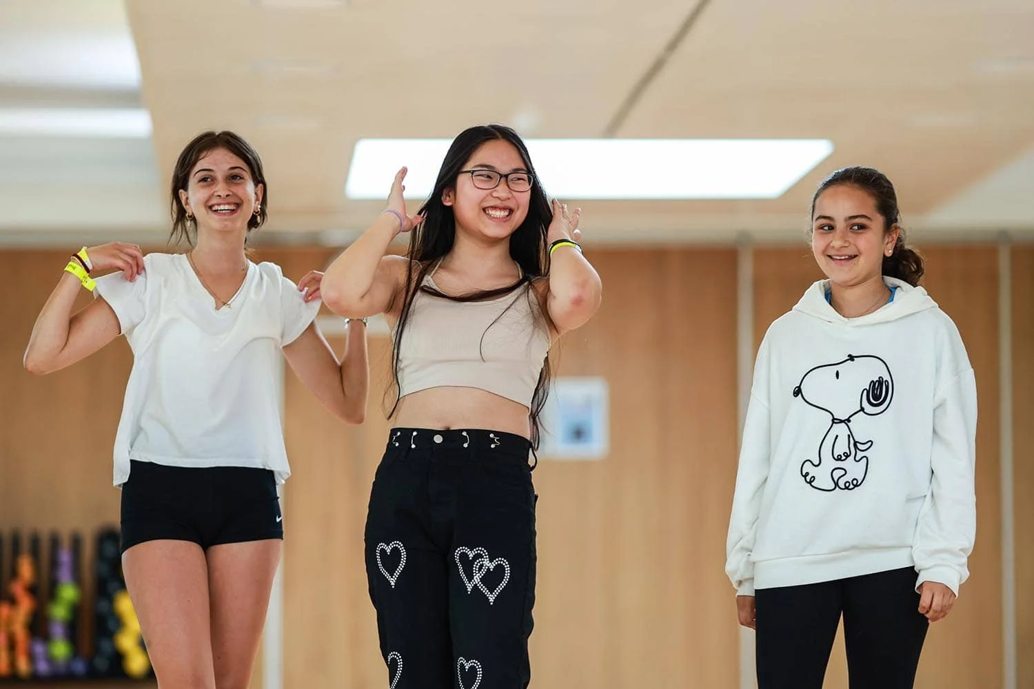 Dancers having fun in the studio on camp