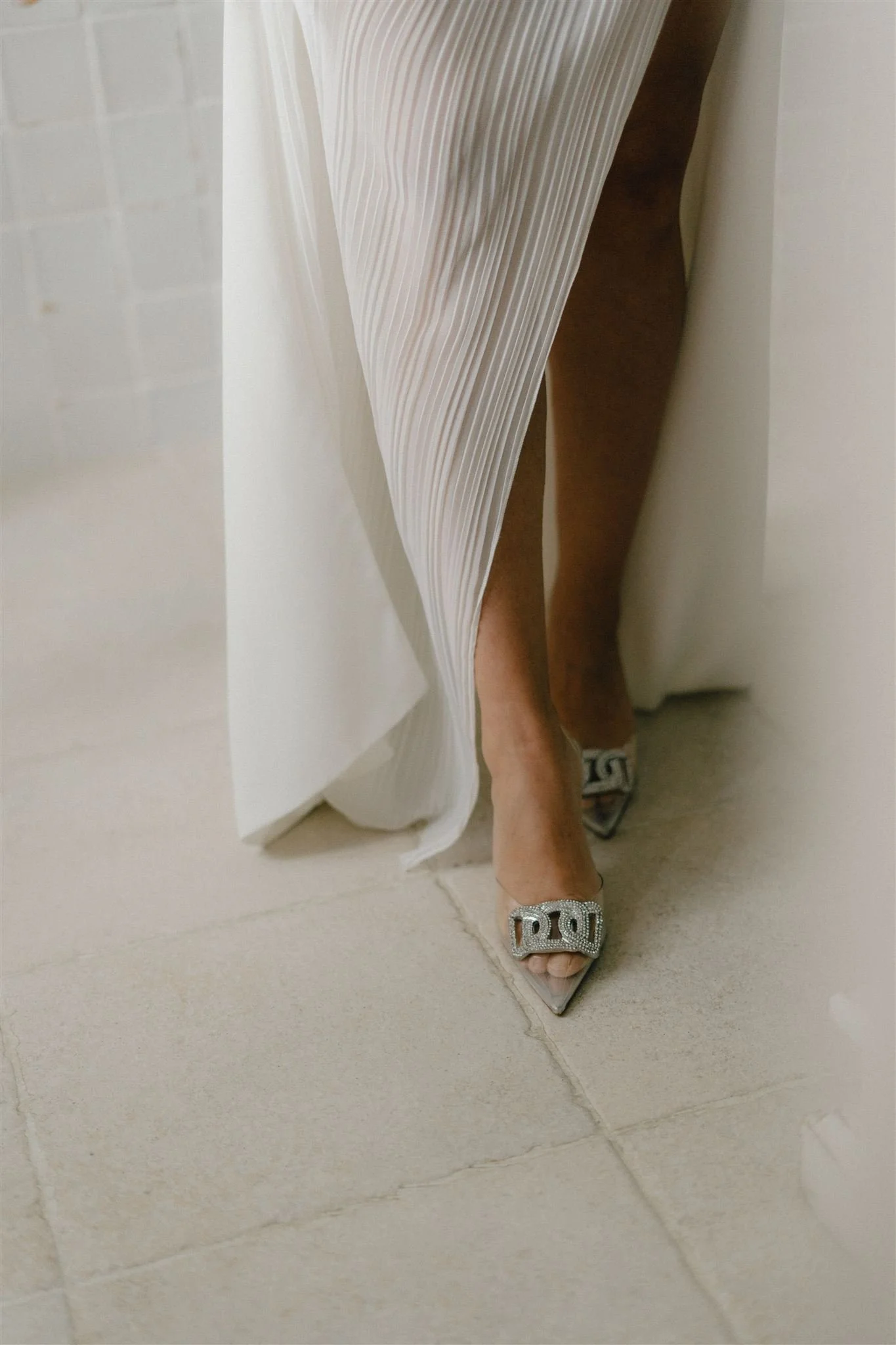 Chaussures de mariage boucle argentée