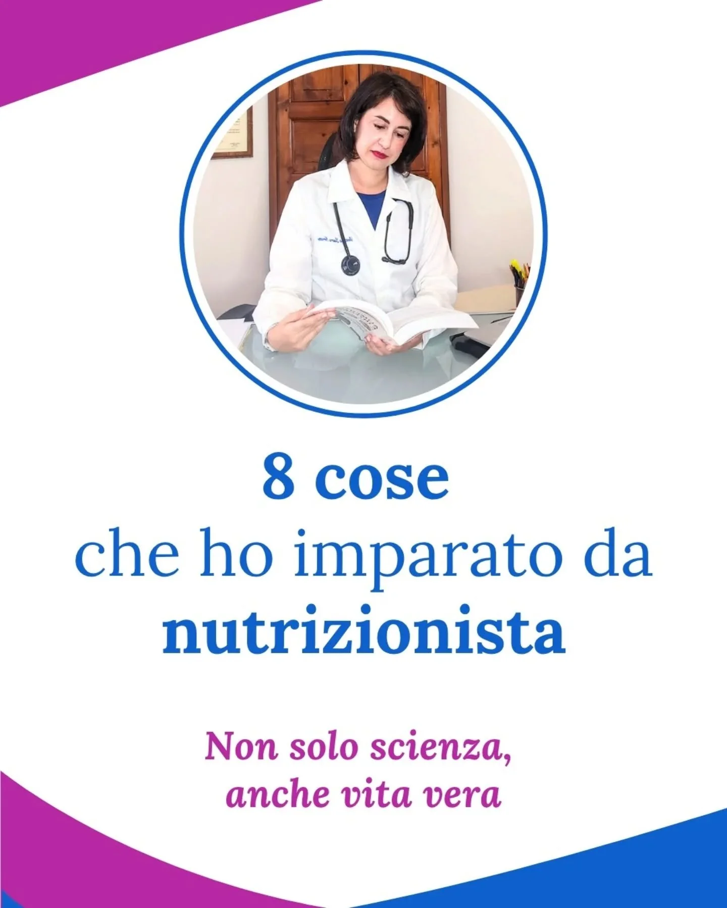 ✨ 8 cose che ho imparato da nutrizionista
In questi anni di lavoro ho capito che la nutrizione non &egrave; fatta solo di tabelle e numeri, ma di vita reale, di persone e di storie.

Ecco alcune lezioni che porto sempre con me:
&ndash; L&rsquo;equili