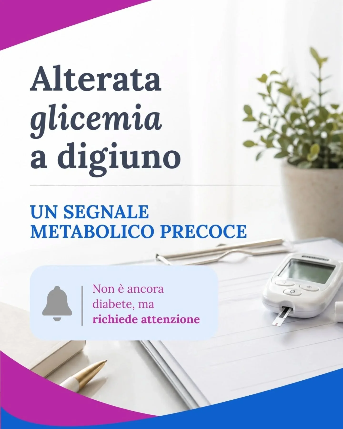 Un valore di glicemia a digiuno compreso tra 100 e 125 mg/dL rientra nella definizione di alterata glicemia a digiuno (IFG).

Secondo le linee guida italiane e internazionali, questa condizione fa parte degli stati di prediabete ed &egrave; associata