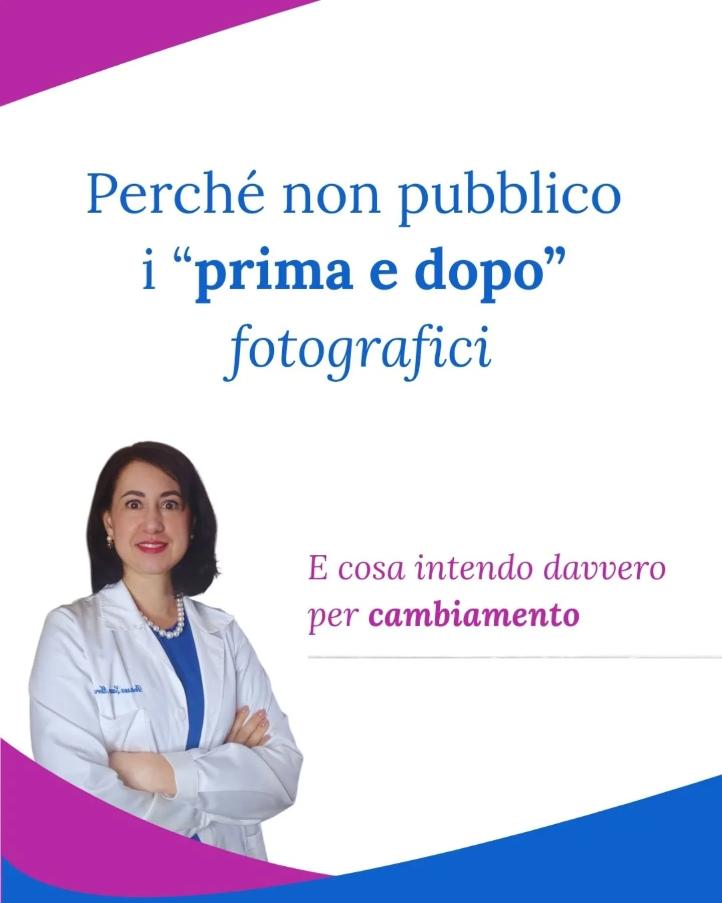 Per questo non pubblico i classici &ldquo;prima e dopo&rdquo; fotografici.

Perch&eacute; una trasformazione estetica, da sola, non racconta davvero la salute di una persona.

Vedere un peso che scende o delle circonferenze che cambiano non significa