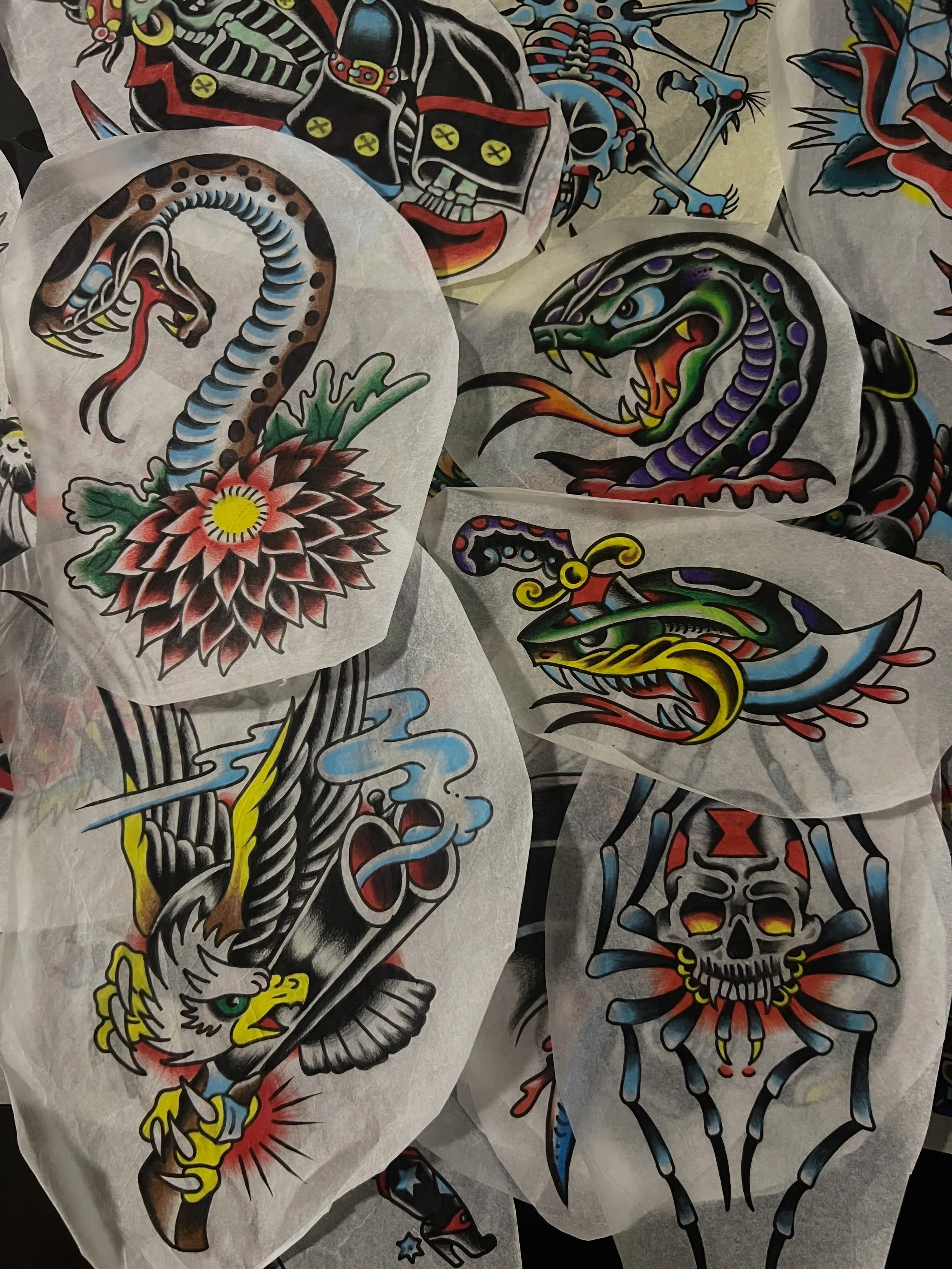 Some new designs I&rsquo;ve made in between tattoos!! A lot of bob robert&rsquo;s designs (coz he the goat). All are like my wanna dos! So if you&rsquo;re interested just dm me or ☎️8783 7523 :) colors or black and grey no problem!