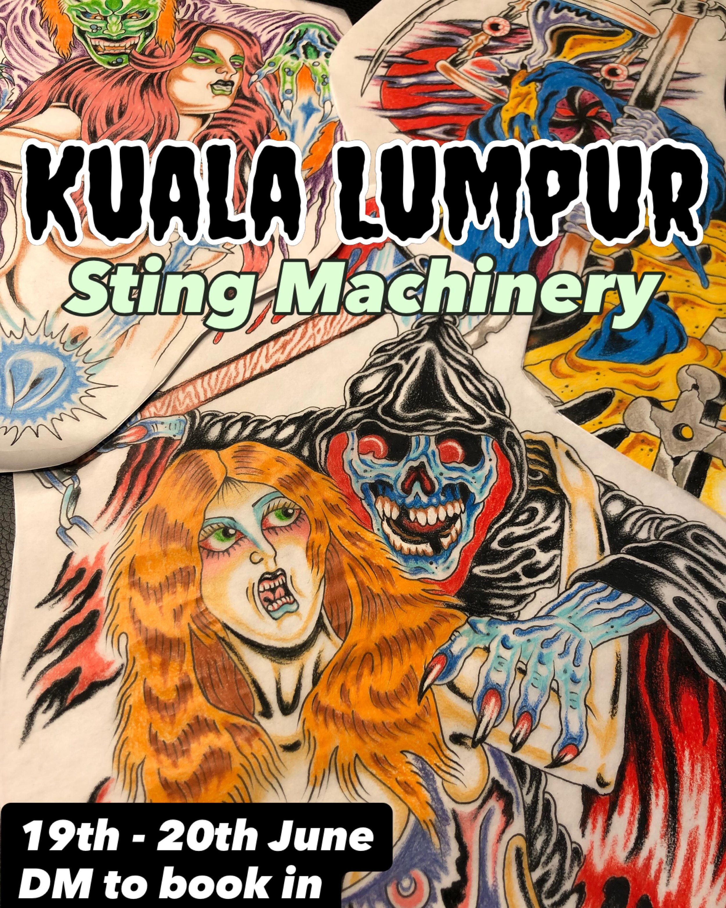 @stingmachinery 🦂 next weekend! 
Excited to do some tattoos up there and meet friends old and new!
I&rsquo;ll be bringing my tome of designs to pick from.
To get tattooed, shoot me a DM