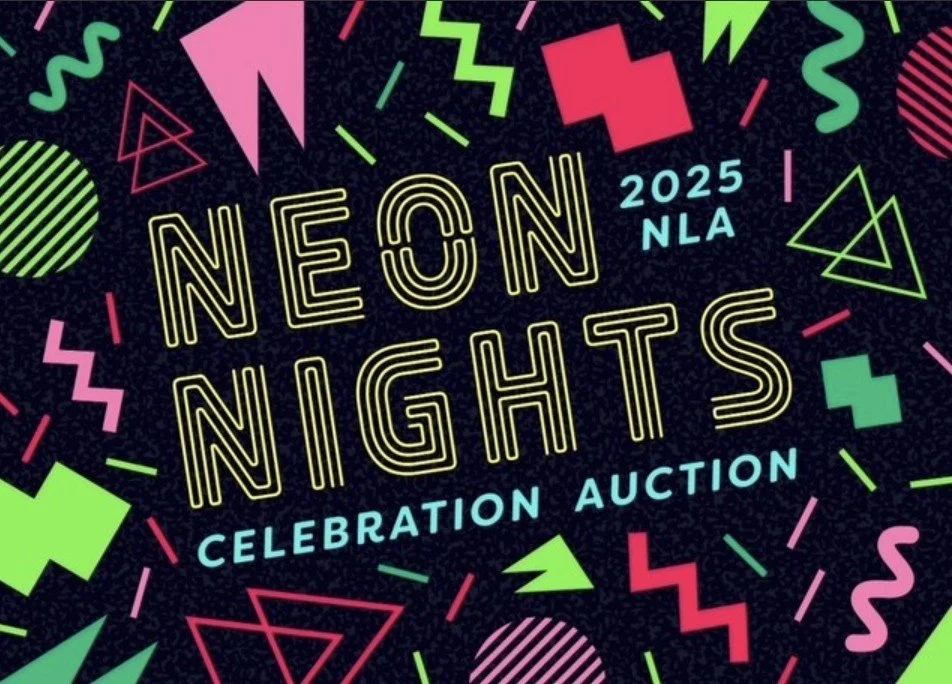 neon night words on logo for auction event