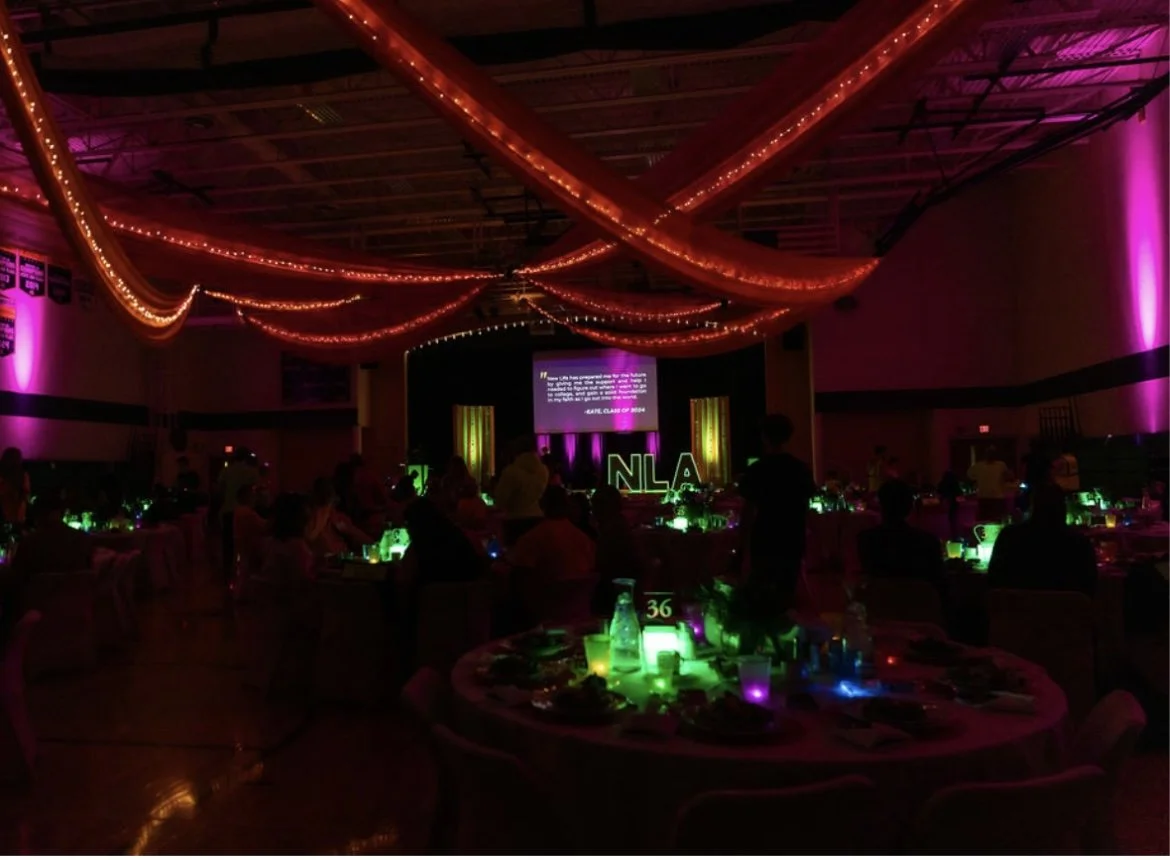 glowing room for neon auction event