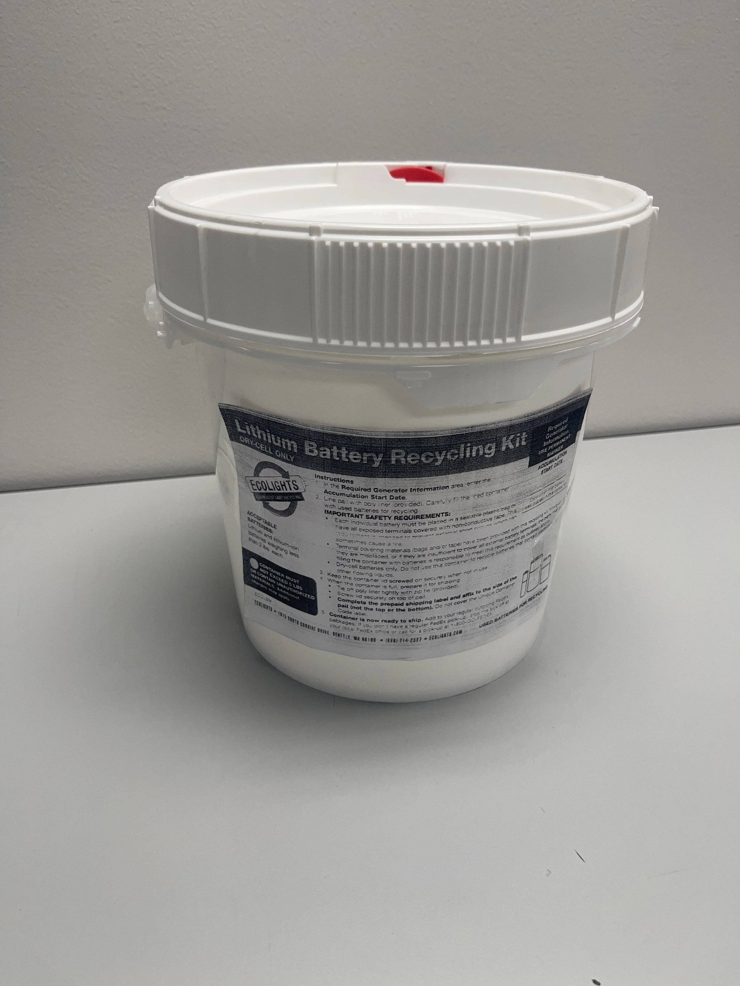 Lithium/Lithium Ion Battery Recycling Kit (1 gal. / 15 lbs.)