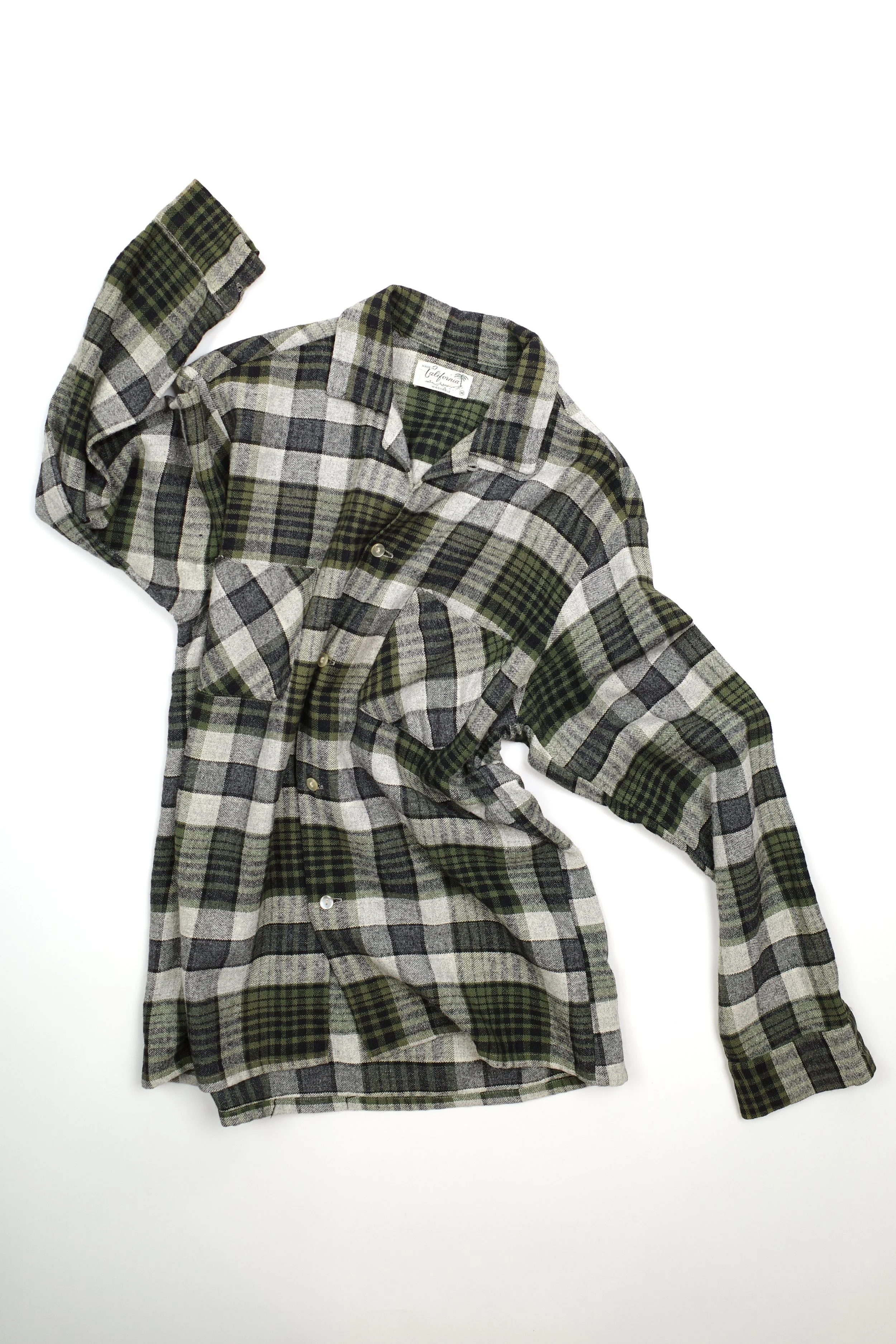 1960s Loop Collar Plaid Shirt