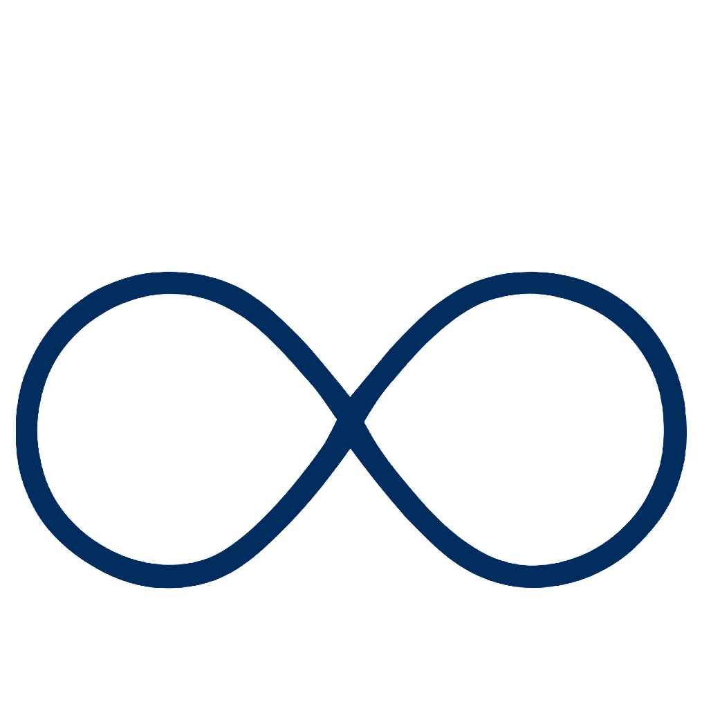 Ein blaues Unendlichkeitssymbol.