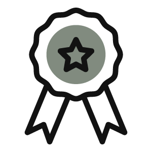 A ribbon award with a star in the center.