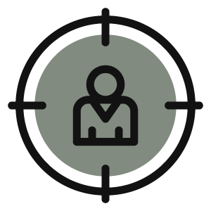 Icon of a person inside a target or crosshairs.