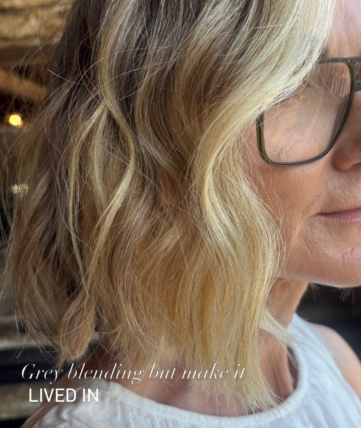 Grey blending but make it lived in &hellip;.. 

Did you know &hellip; 

Grey blending doesn&rsquo;t mean your overall hair actually doesn&rsquo;t have to be grey or have lots of grey pieces through it! 

My client isn&rsquo;t anywhere ready yet to go