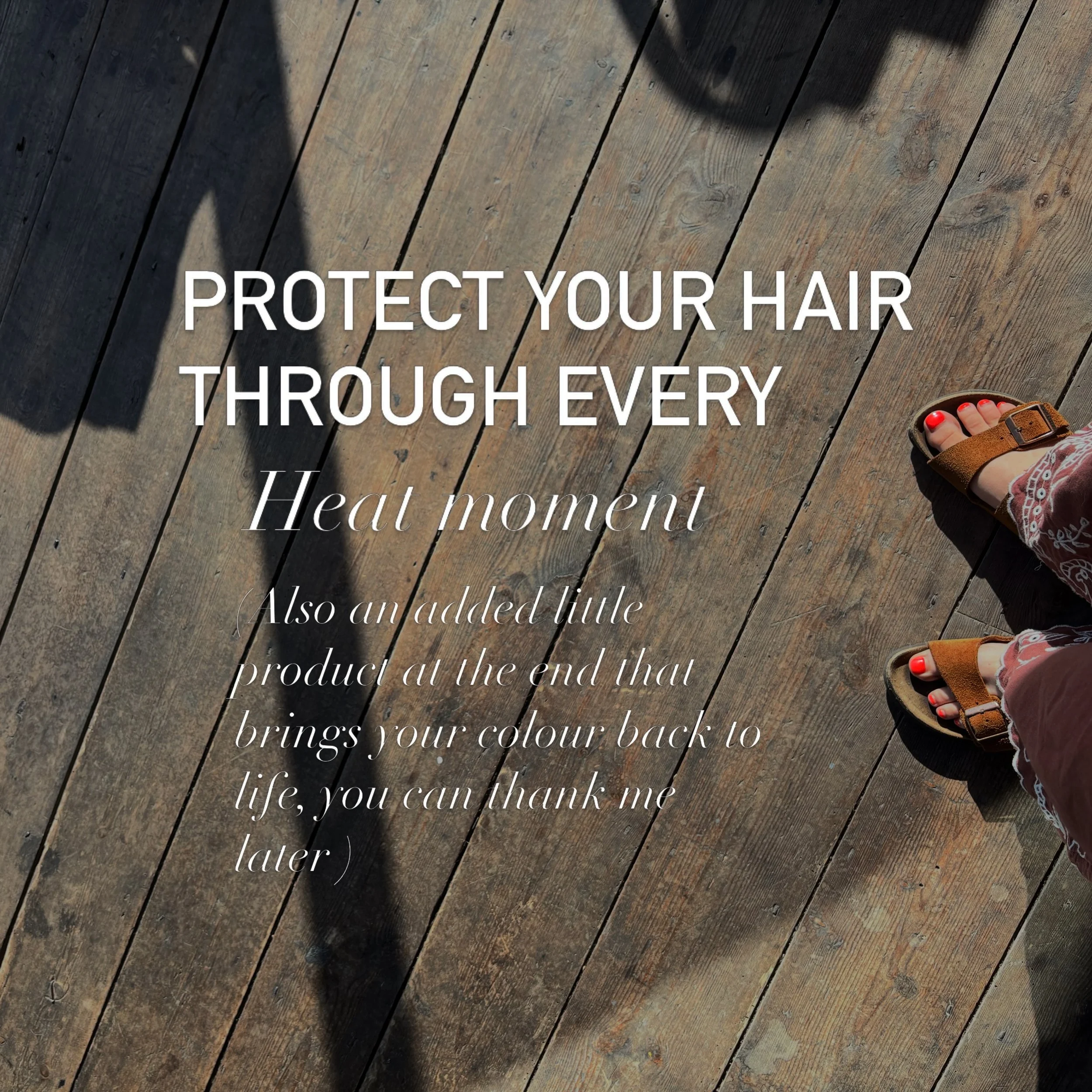 Protect your hair through every heat moment because dehydrated hair will make your colour fade faster, loose your shine and create split ends ☀️

A reminder for you all, you are wasting the money your spending on your colour &amp; cut if you aren&rsq