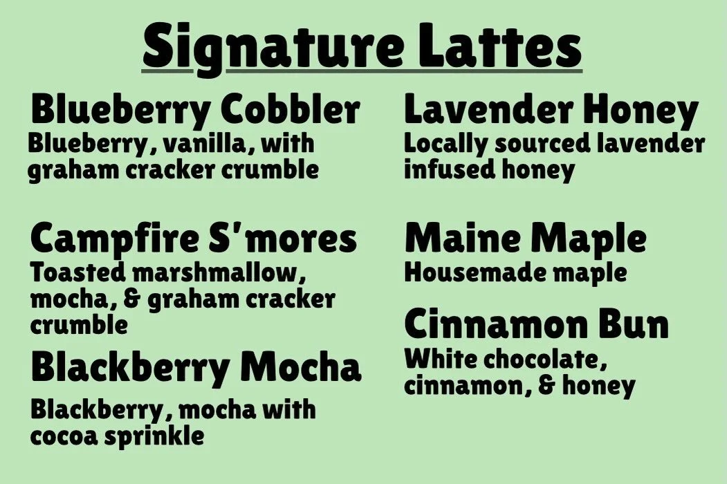 Anddddd&hellip; our signature latte collection is complete! These will be available year round! Come try them out today. #mainecafe #coastalmaine #jardinsjava #maine