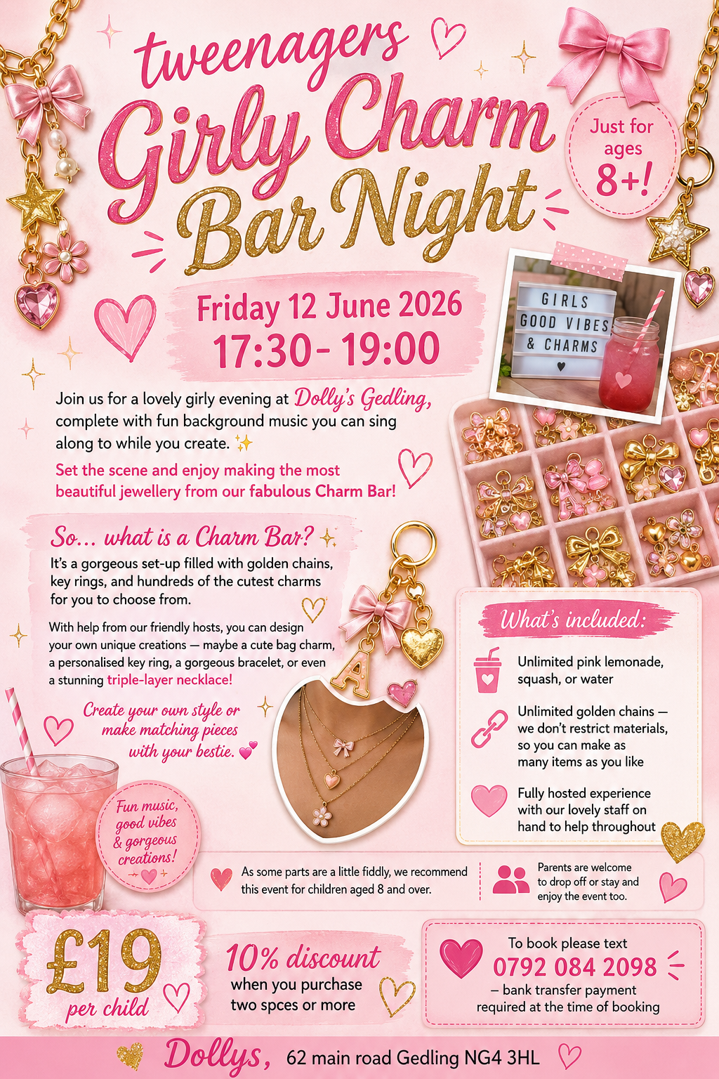 SOLD OUT- Tweenagers Girly Charm Bar Night