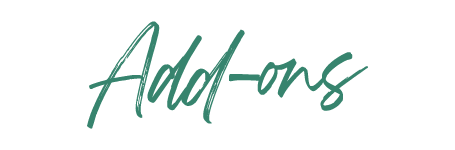 Text saying 'Add-ons' in green cursive font on a black background.