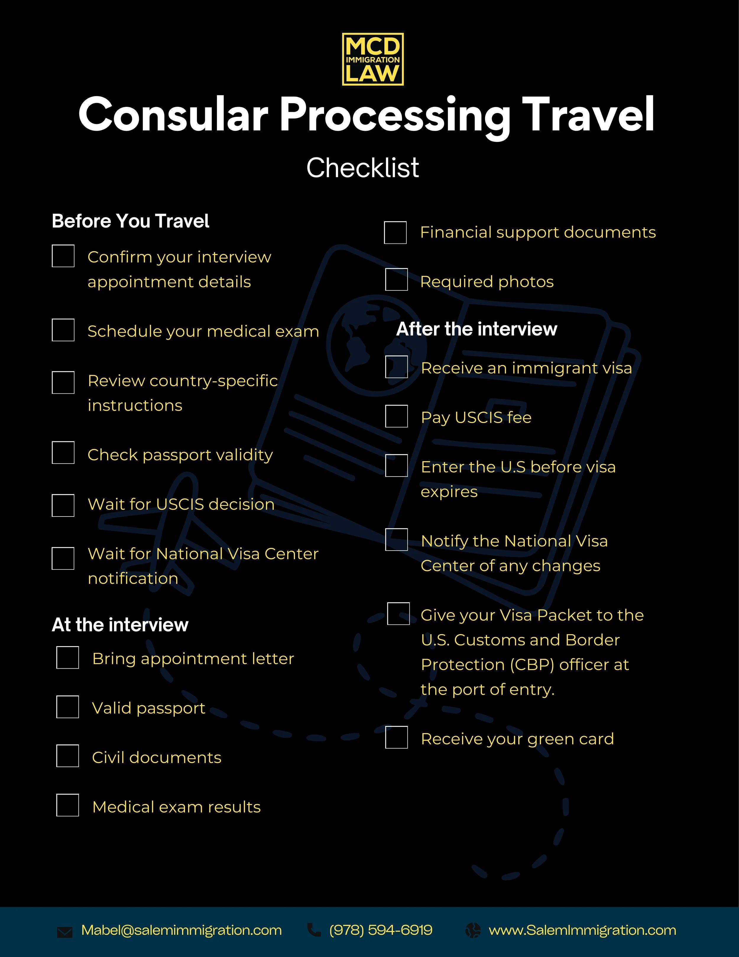 Consular processing travel checklist