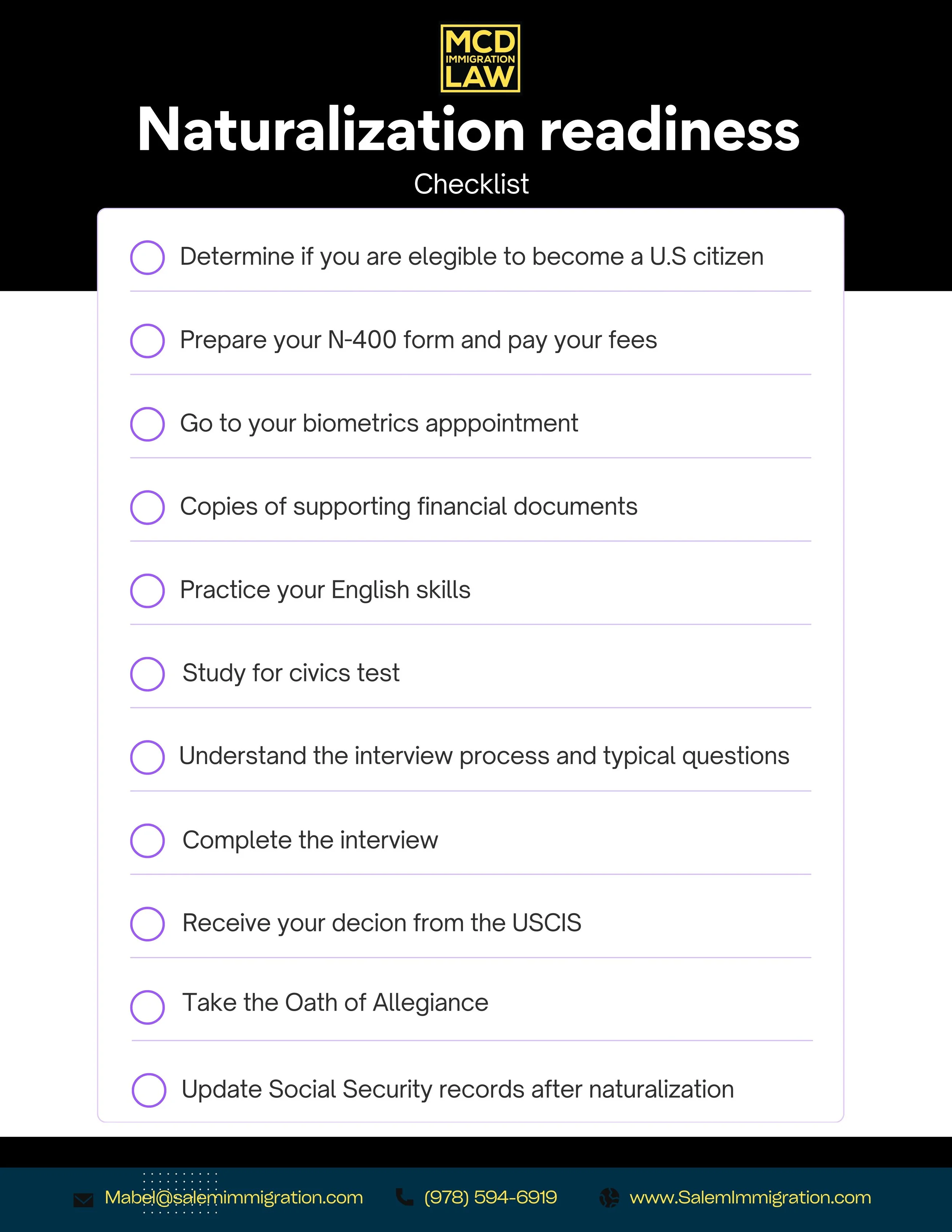 Lista de verificación: Preparación para la naturalización 