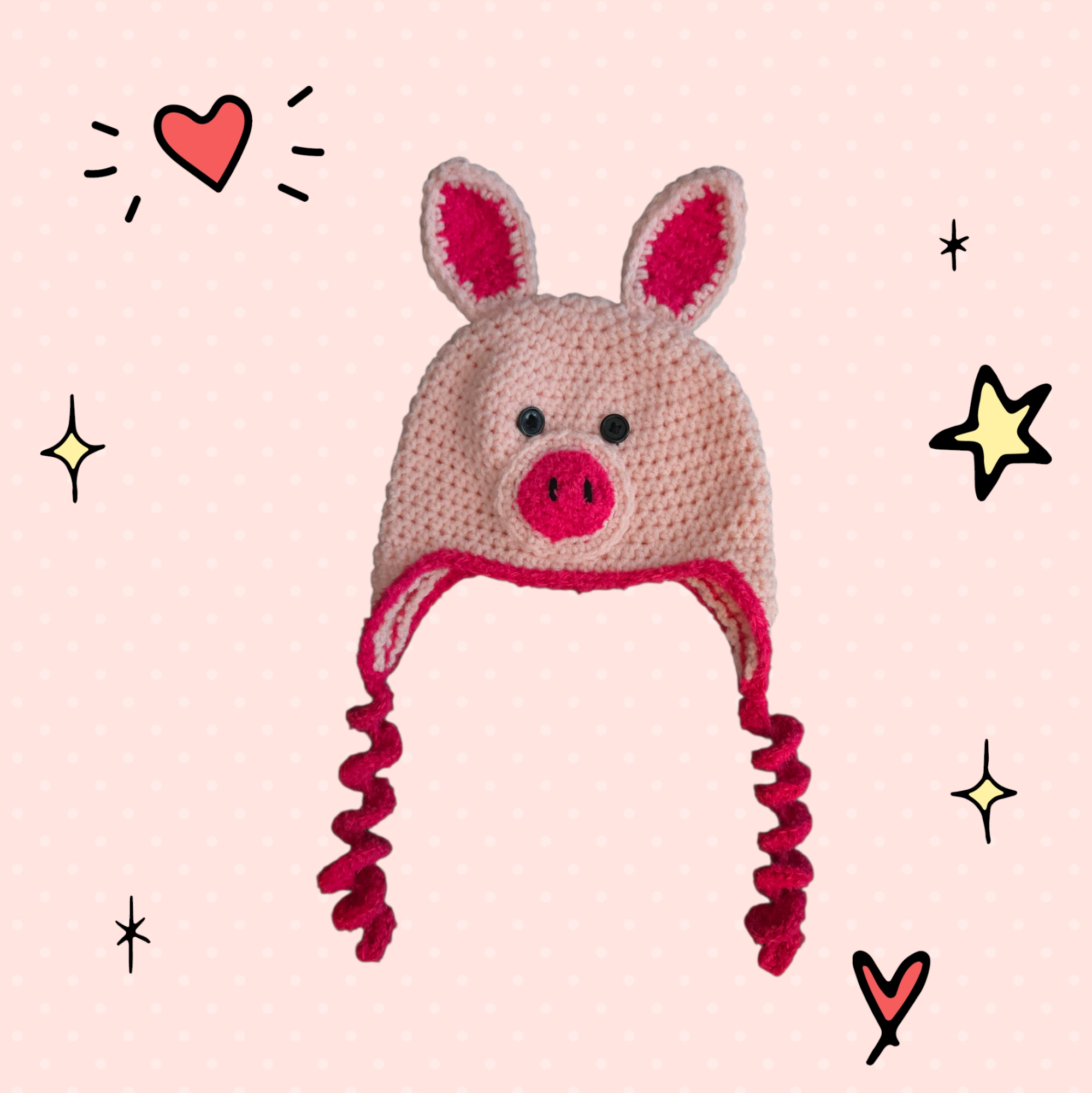 Handmade Piggie Toddler Hat