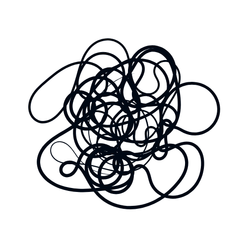 A dark background with chaotic, tangled dark lines in the center, representing modern complexity and complex systems.