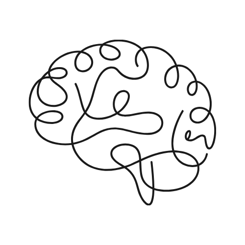 Line drawing of a human brain with interconnected loops and curves, representing neural pathways and epistemic capacity: how we think individually and collectively.