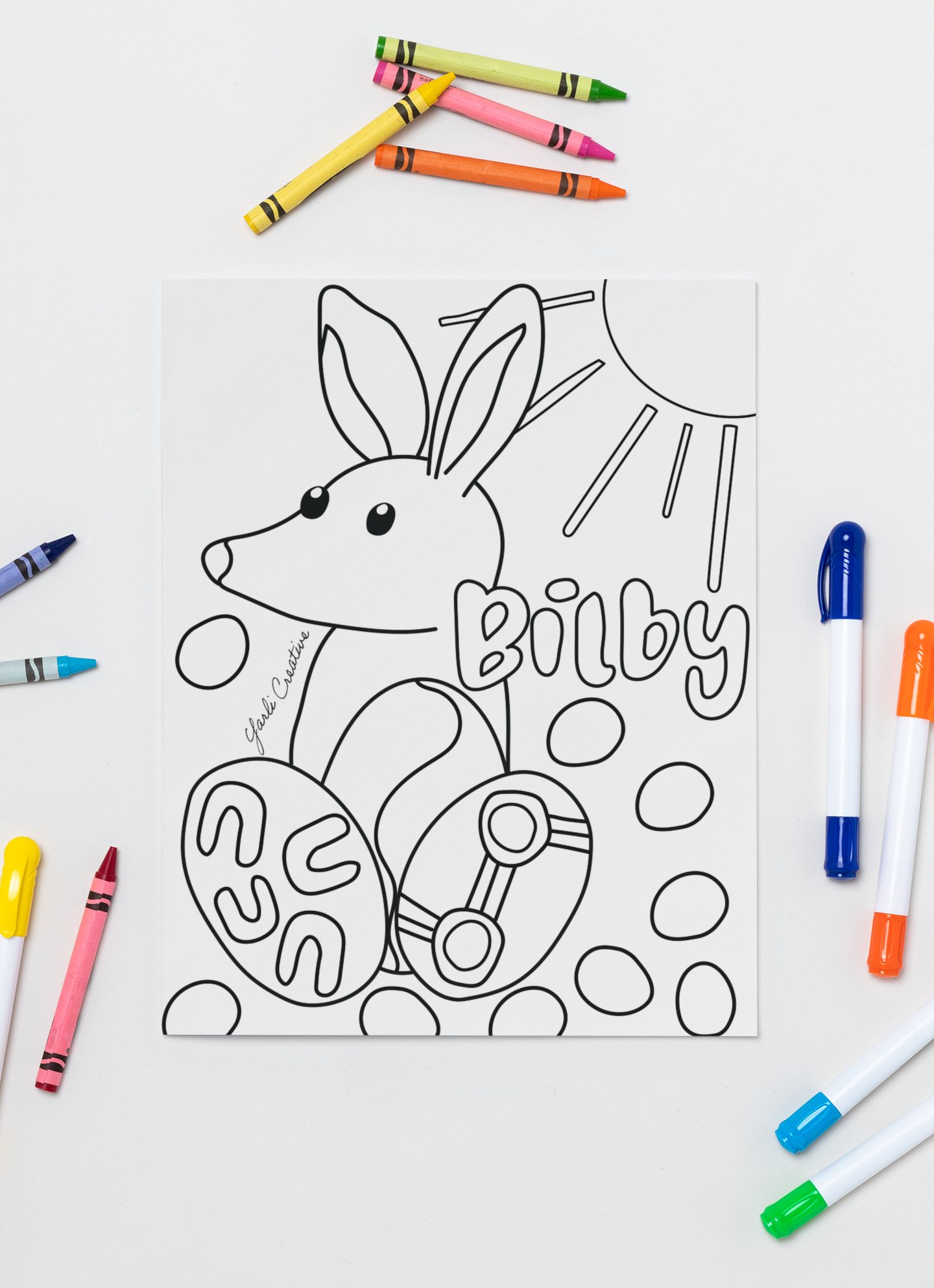 Easter Bilby Colouring In page