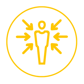 Icon Person im Mittelpunkt – Symbol für individuelle Anpassung der Verkaufsaufsteller an Fachgeschäft und Zielgruppe mit Geldbörsen und Gürteln von Lederwaren Boche