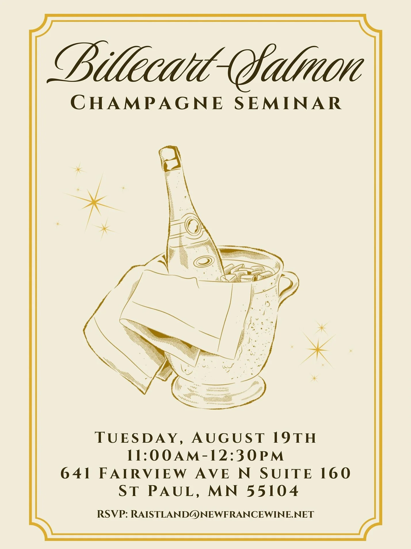 🍾🥂!! CHAMPAGNE SEMINAR !! 🍾🥂

We are thrilled to have Pierre and Clement in town to lead a deep dive into everything @champagne_billecart_salmon . This is one you won&rsquo;t want to miss!

🗓️: Tuesday, August, 19th

⏰: 11:00am - 12:30pm

📍: Ne