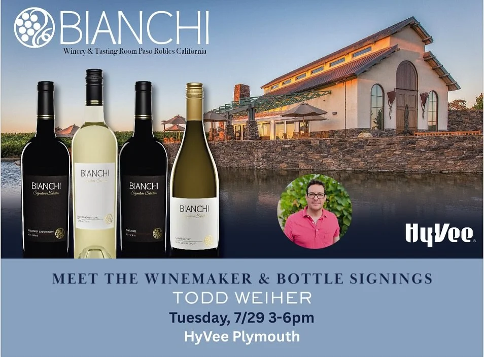 🚨🍷!! MEET THE MAKER !!🍷🚨

You have 2 nights to come and share a glass with Todd Weiher Winemaker of Bianchi - @bianchiwinery &amp; Shadow Ridge in Paso Robles California. 

📆: Tuesday, July 29th &amp; Wednesday July 30th

🕛: 3:00pm - 6:00pm

📍